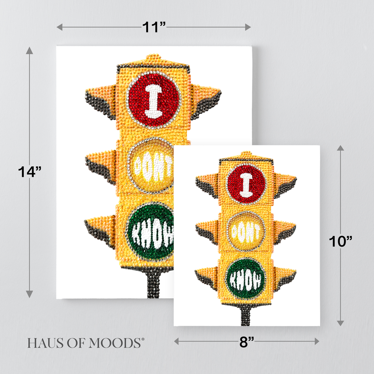 Traffic light bedazzle canvas kit size comparison, 8x10 and 11x14