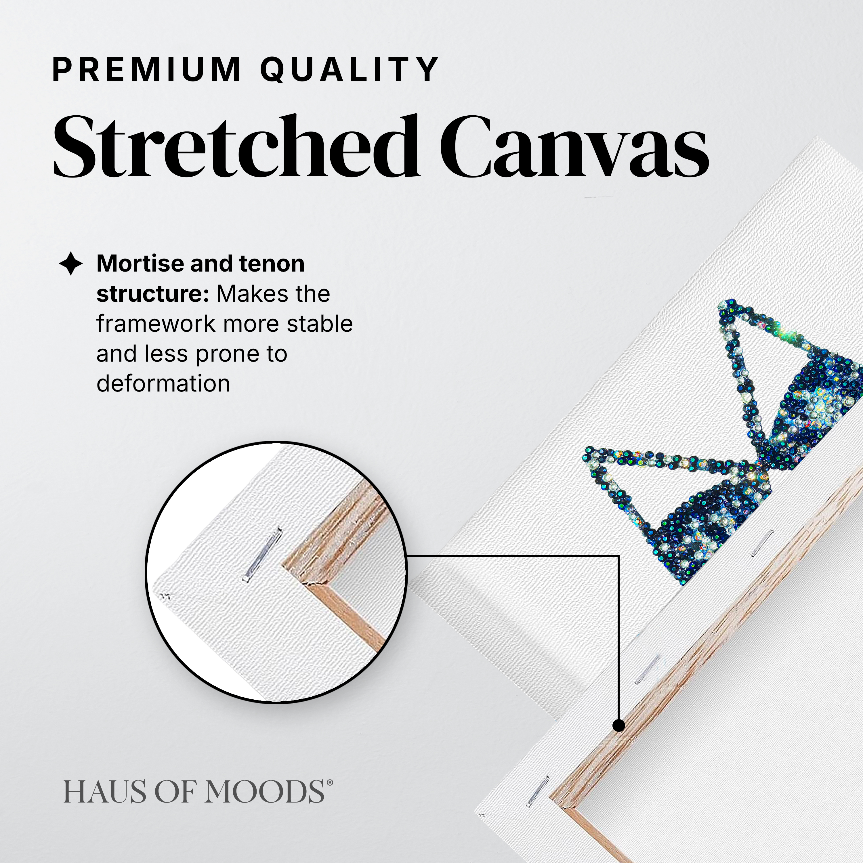 Midnights chevron bodysuit stretched canvas rhinestone kit, close detail