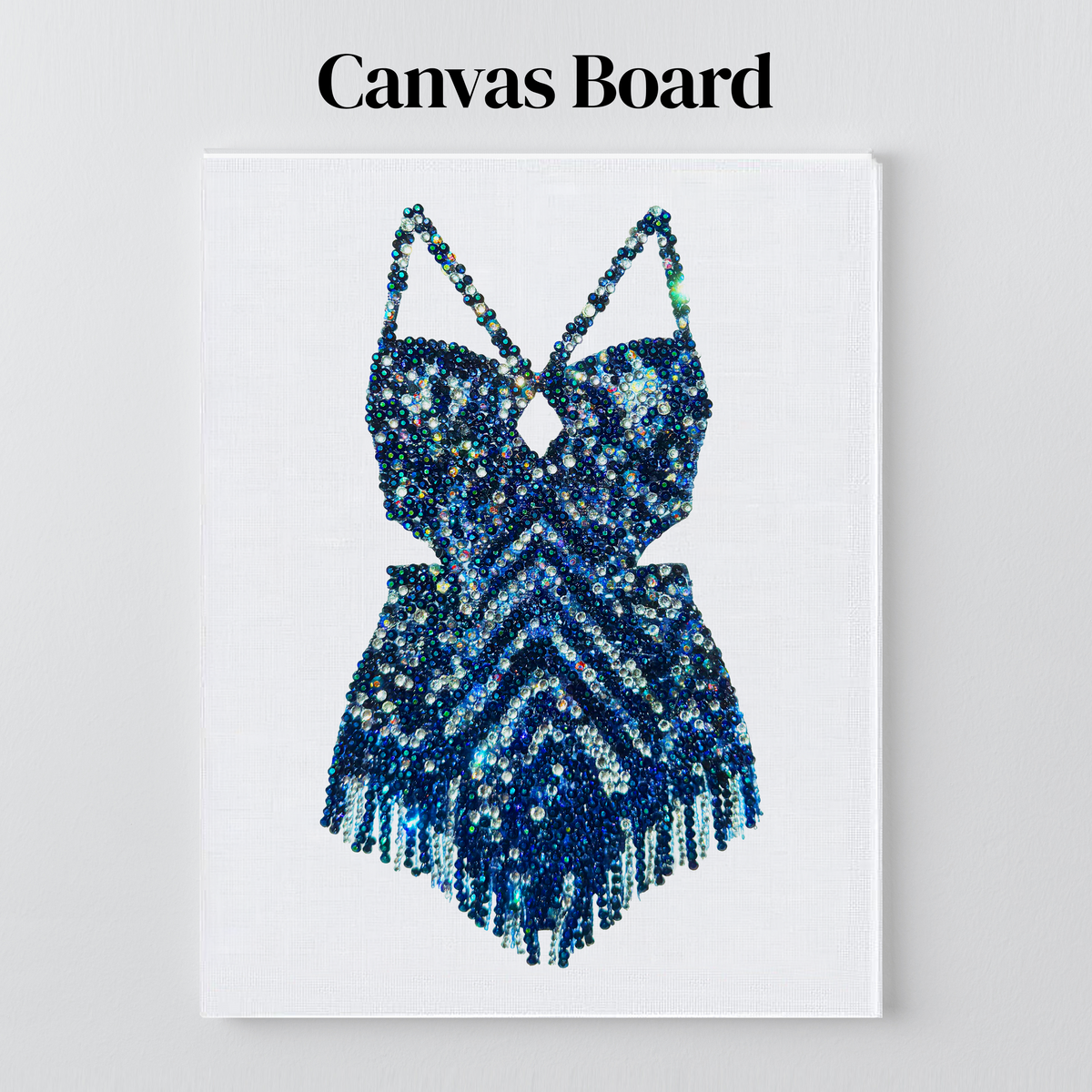 Midnights chevron bodysuit rhinestone art on a flat canvas board, ready to frame