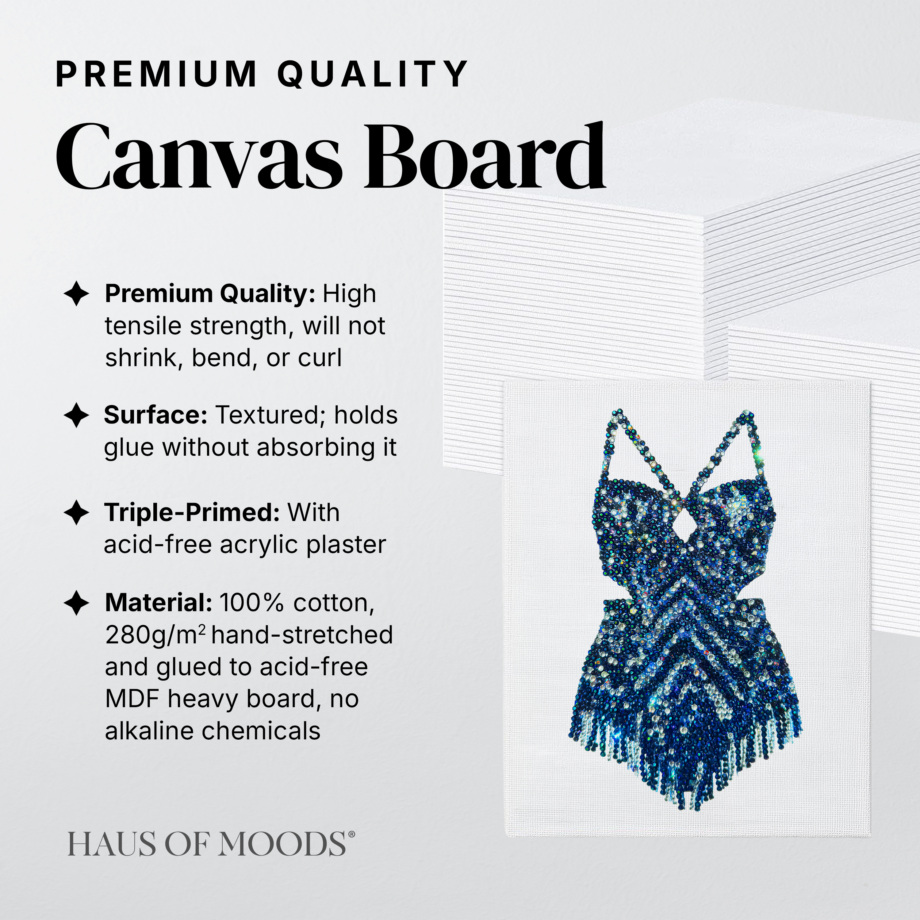 Midnights chevron bodysuit canvas board rhinestone kit, angled view