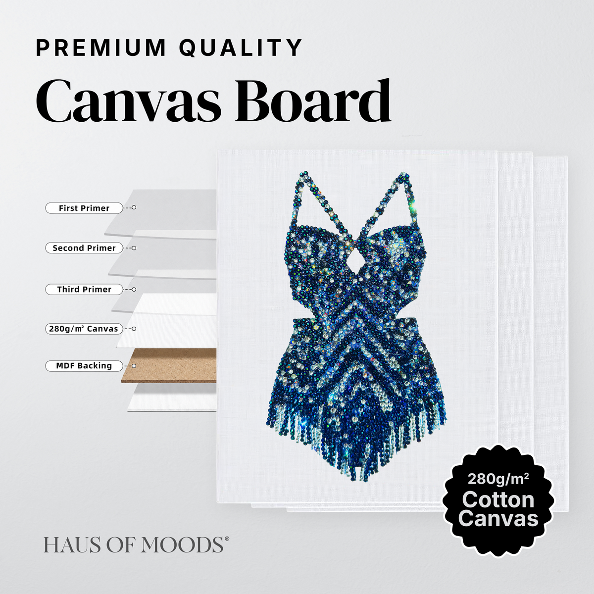 Midnights chevron bodysuit canvas board rhinestone kit, close detail