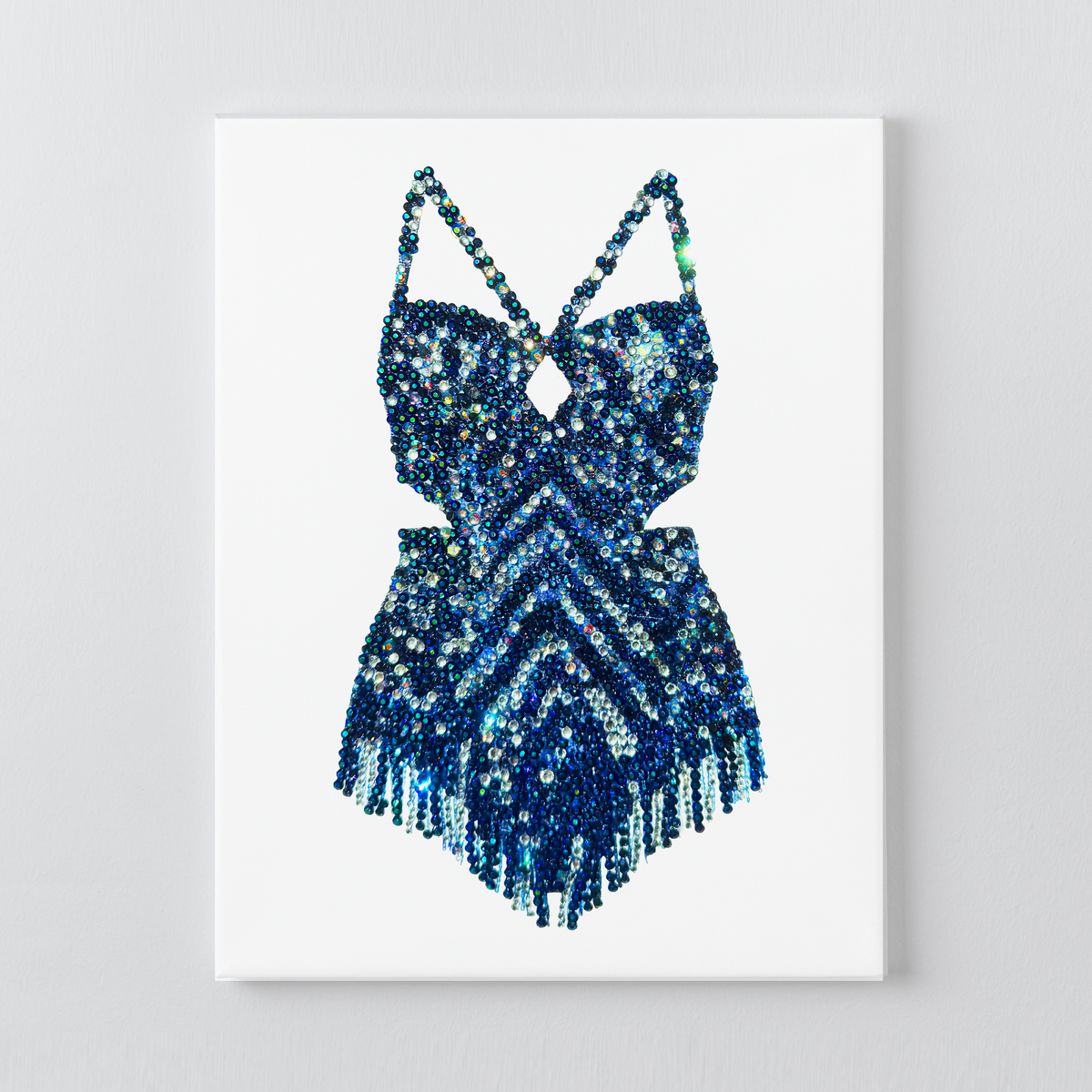 Midnights chevron bodysuit DIY rhinestone canvas kit, finished navy and silver design
