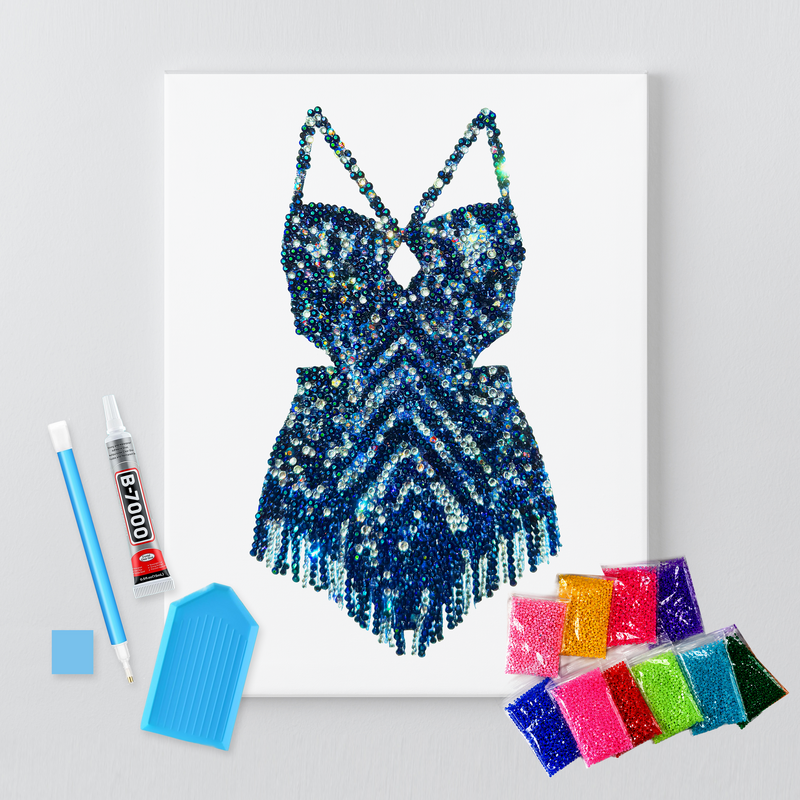 Midnights chevron bodysuit rhinestone canvas kit shown in a styled room
