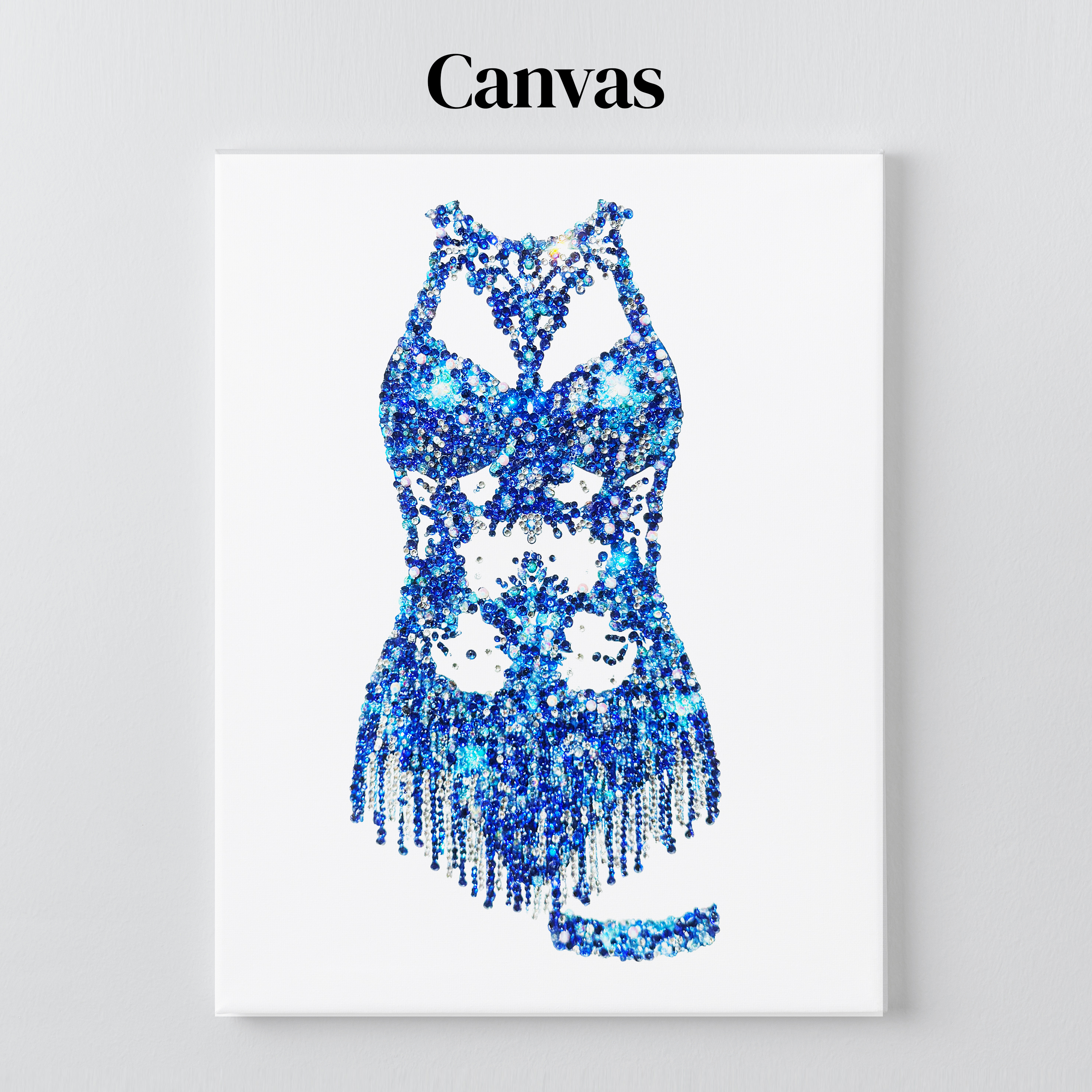 Midnights cutout bodysuit rhinestone art on a stretched canvas with a 5/8 inch pine frame