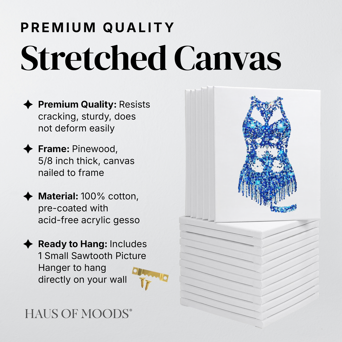 Midnights cutout bodysuit stretched canvas rhinestone kit, angled view