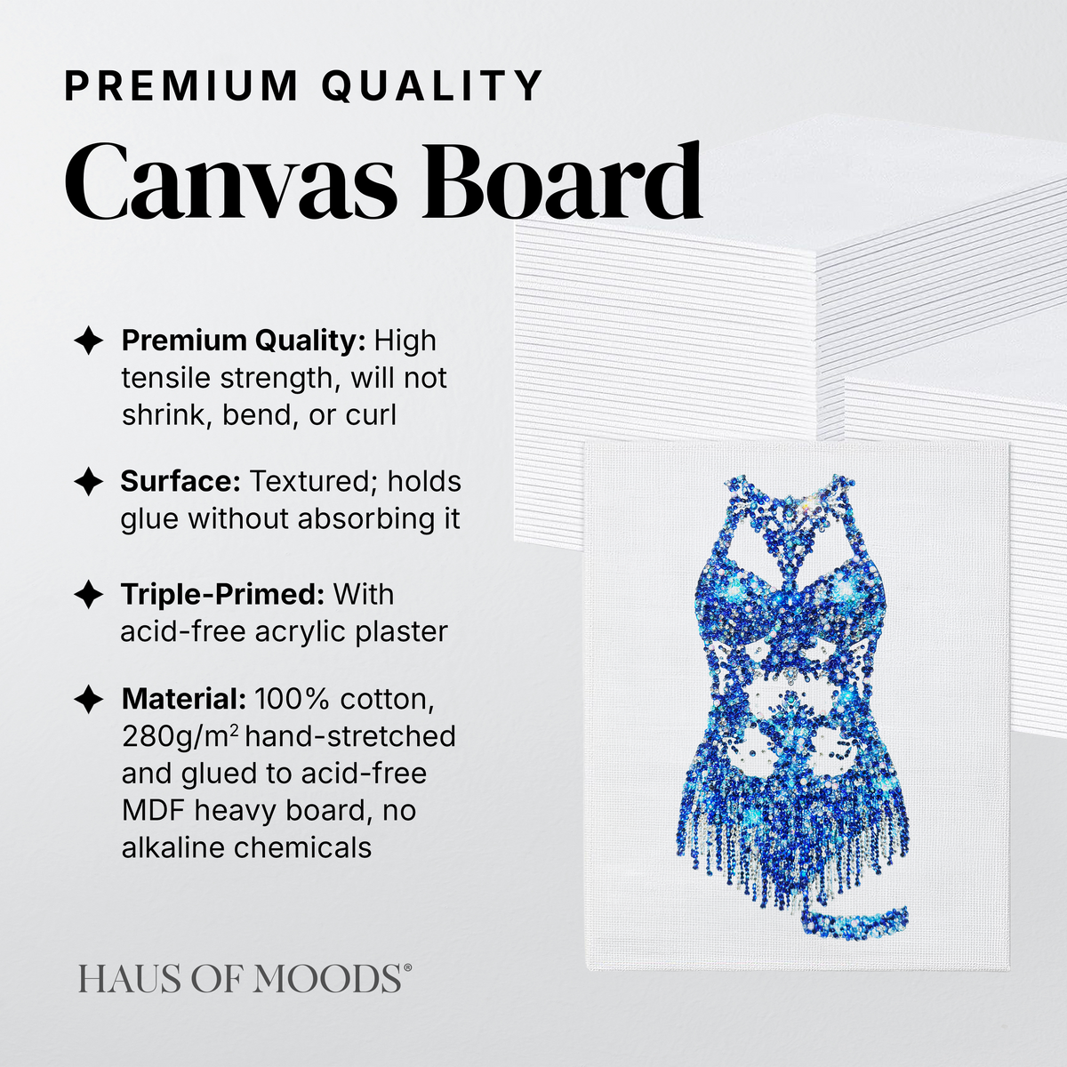 Midnights cutout bodysuit canvas board rhinestone kit, angled view