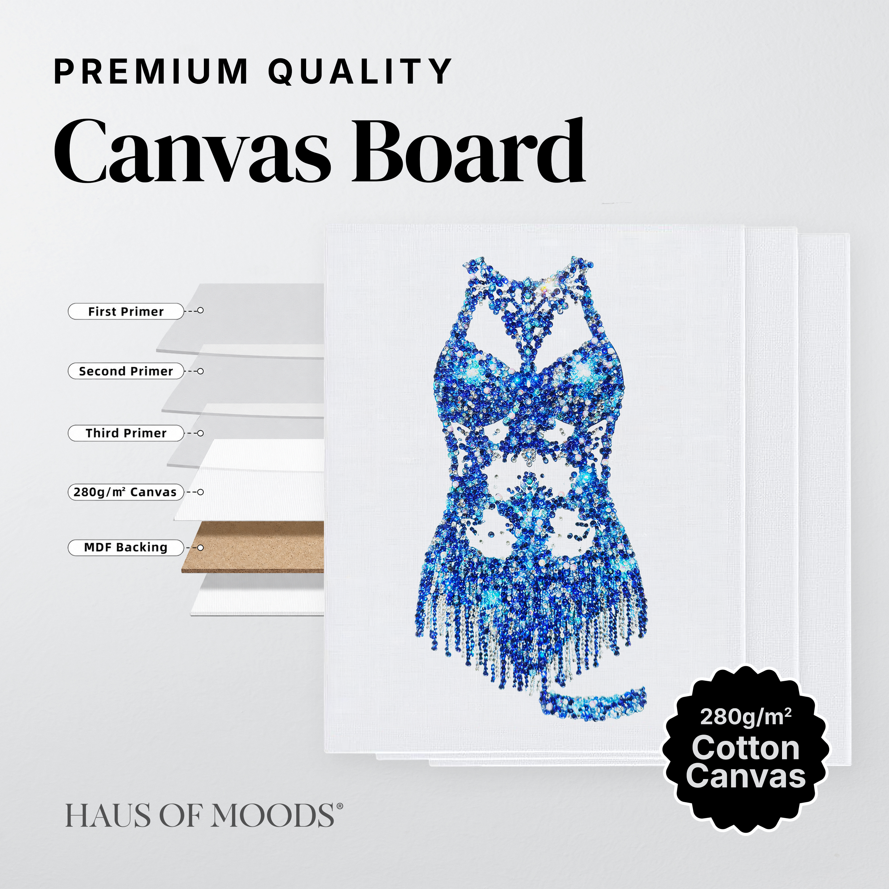 Midnights cutout bodysuit canvas board rhinestone kit, close detail