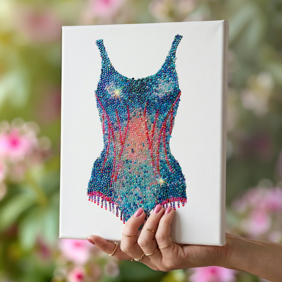 Lover Pink + Blue Bodysuit DIY Bedazzle Rhinestone Canvas Kit