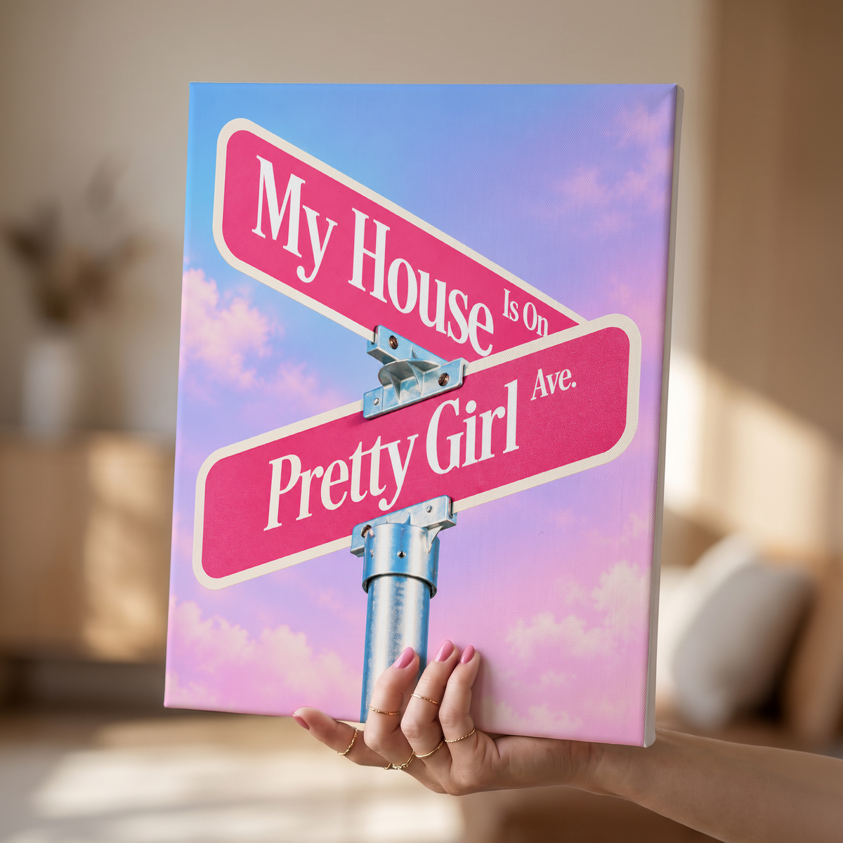 Pretty Girl Ave Street Sign DIY Bedazzle Canvas Kit