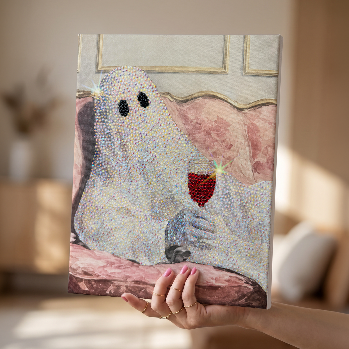 Red Wine Ghost DIY Bedazzle Canvas Kit
