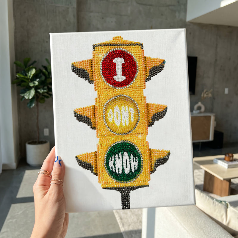 Death By a Thousand Cuts Traffic Light DIY Bedazzle Rhinestone Canvas Kit