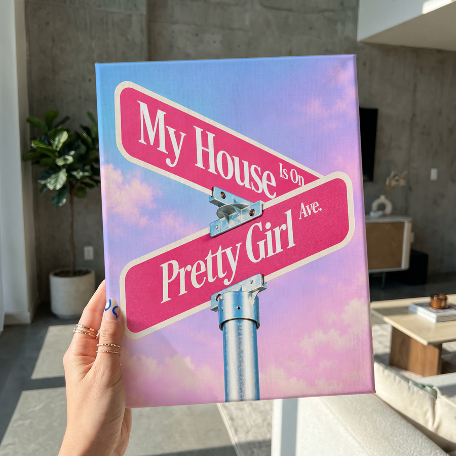Pretty Girl Ave Street Sign DIY Bedazzle Rhinestone Canvas Kit
