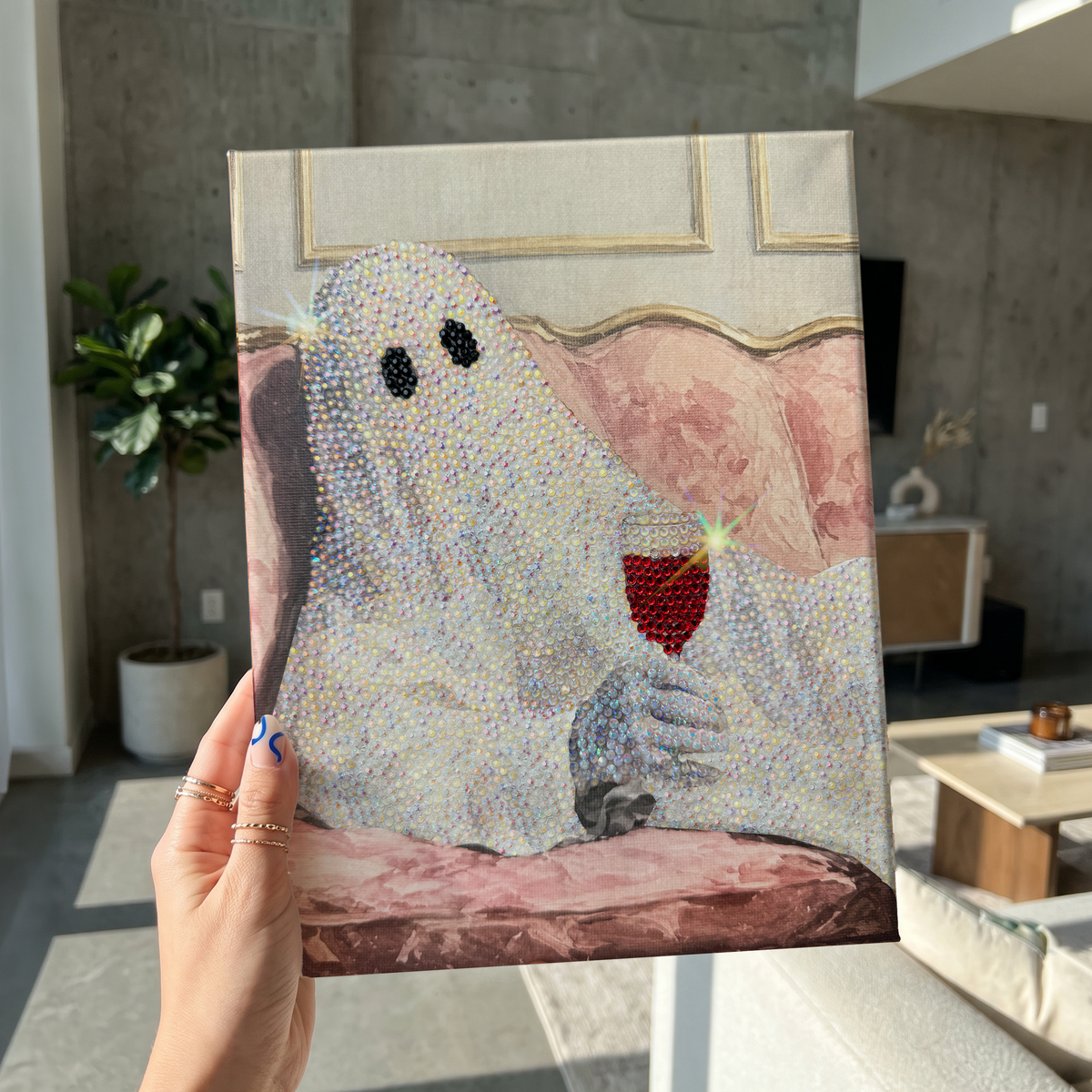Red Wine Ghost DIY Bedazzle Canvas Kit