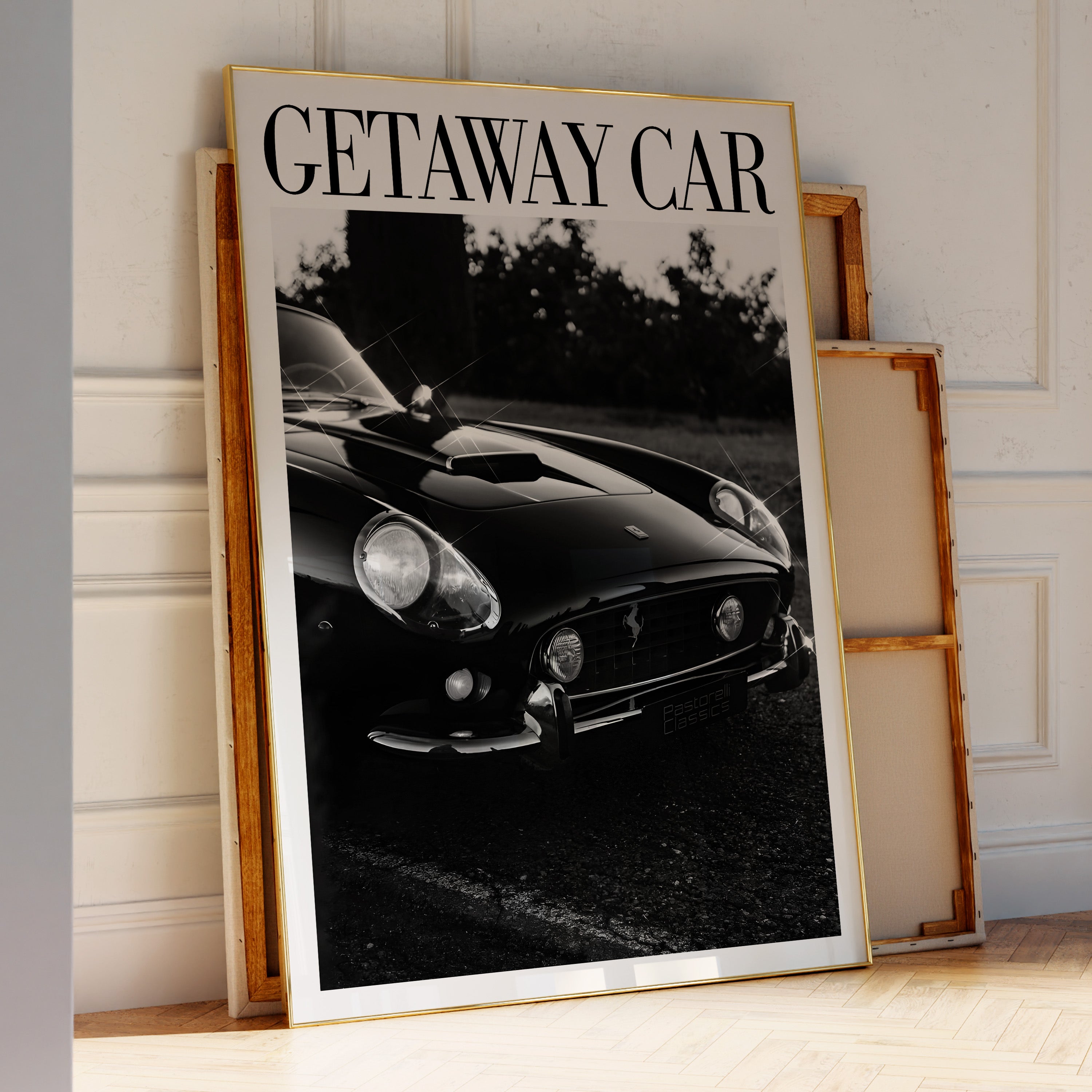 Getaway Car Black & White Vintage Reputation Print