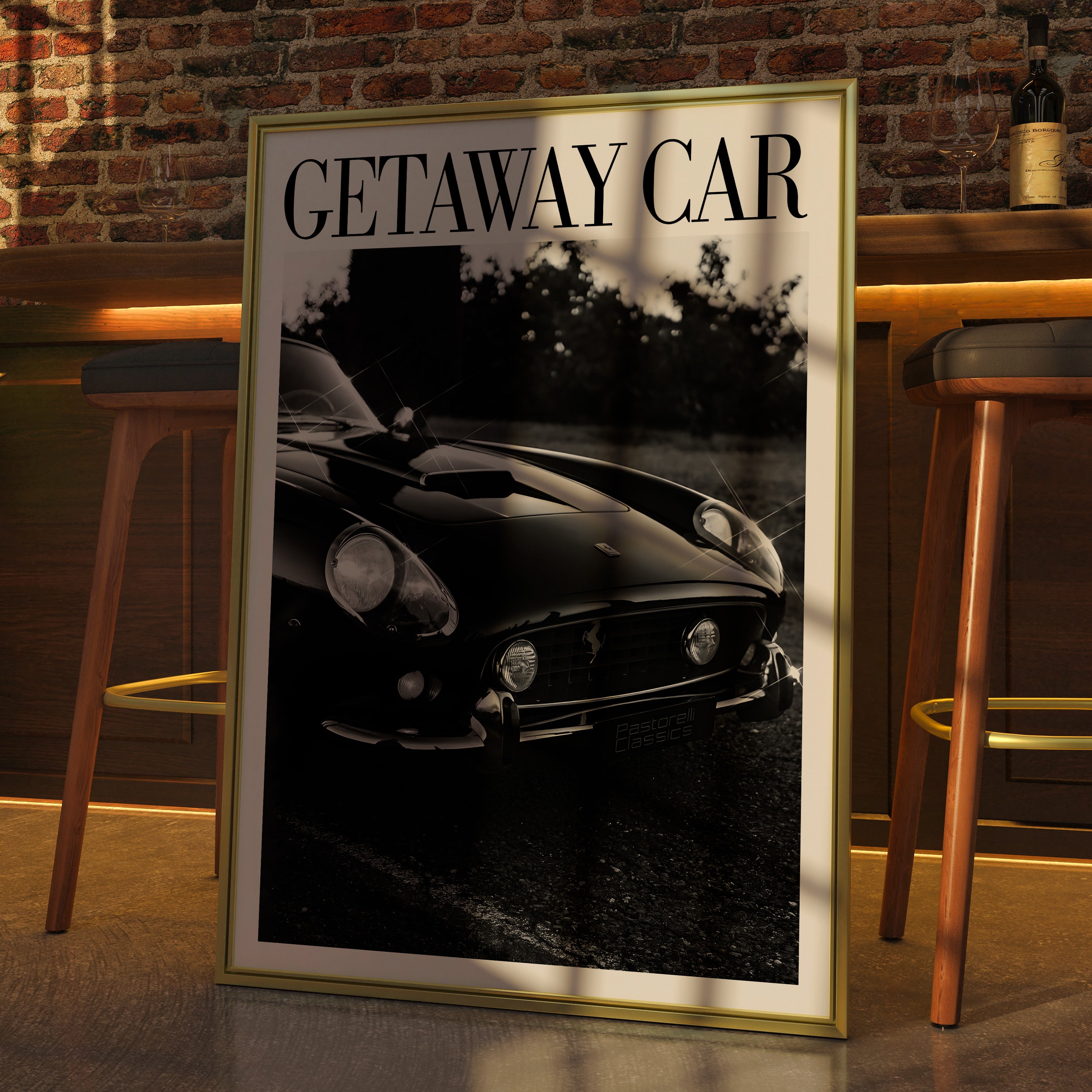 Getaway Car Black & White Vintage Reputation Print