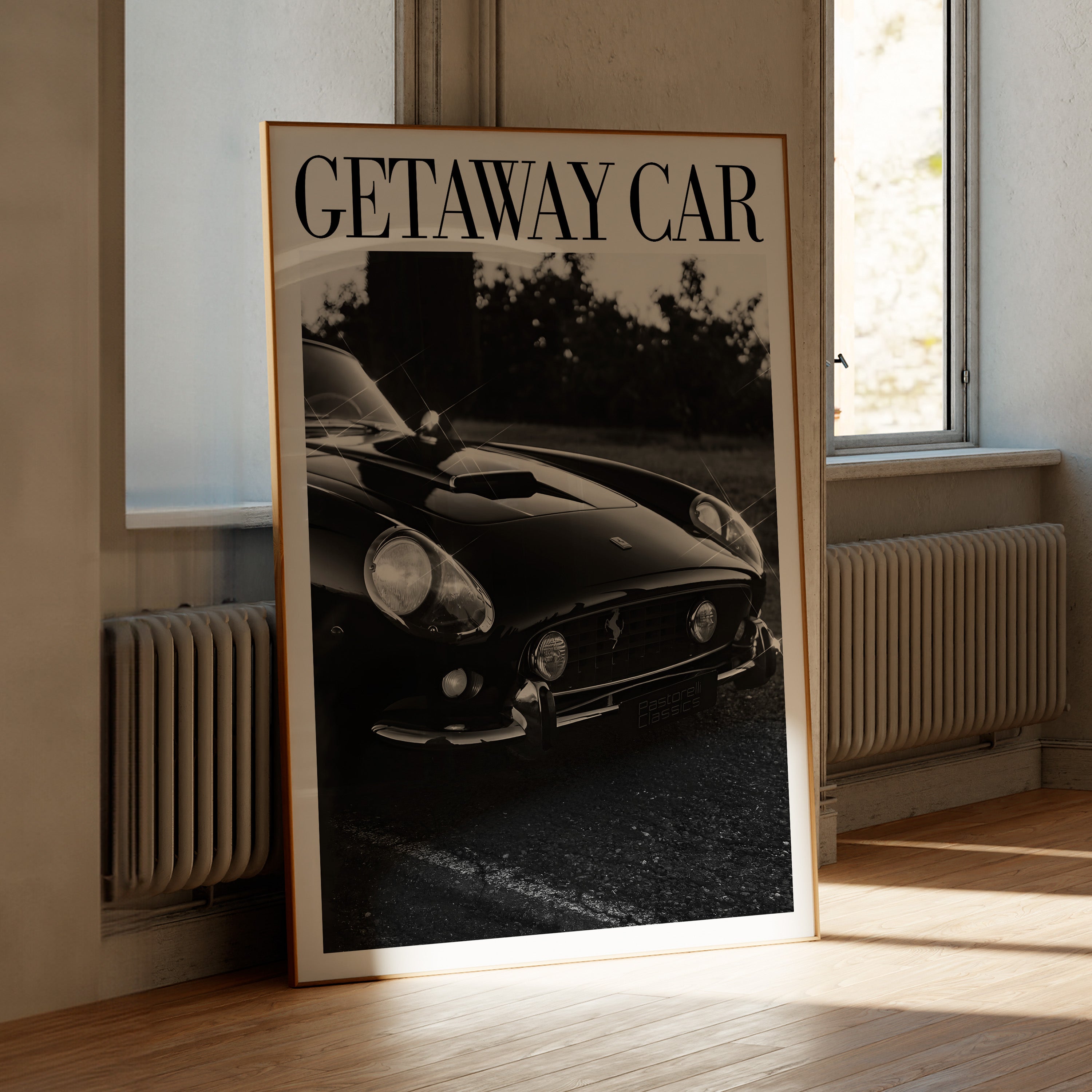 Getaway Car Black & White Vintage Reputation Print