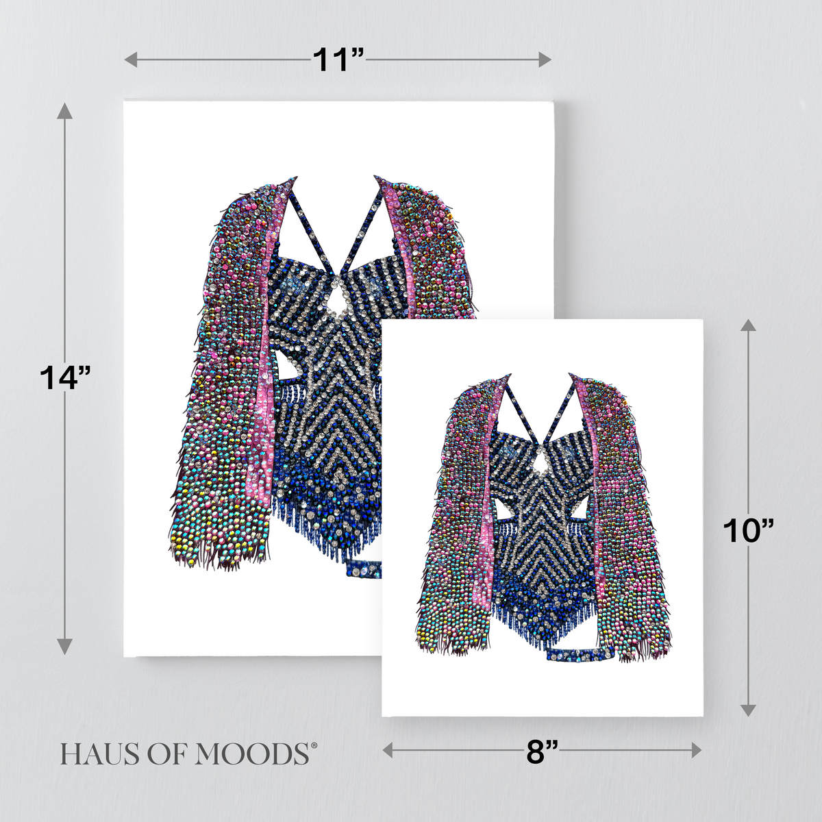 Midnights fringe jacket bedazzle canvas kit size comparison, 8x10 and 11x14