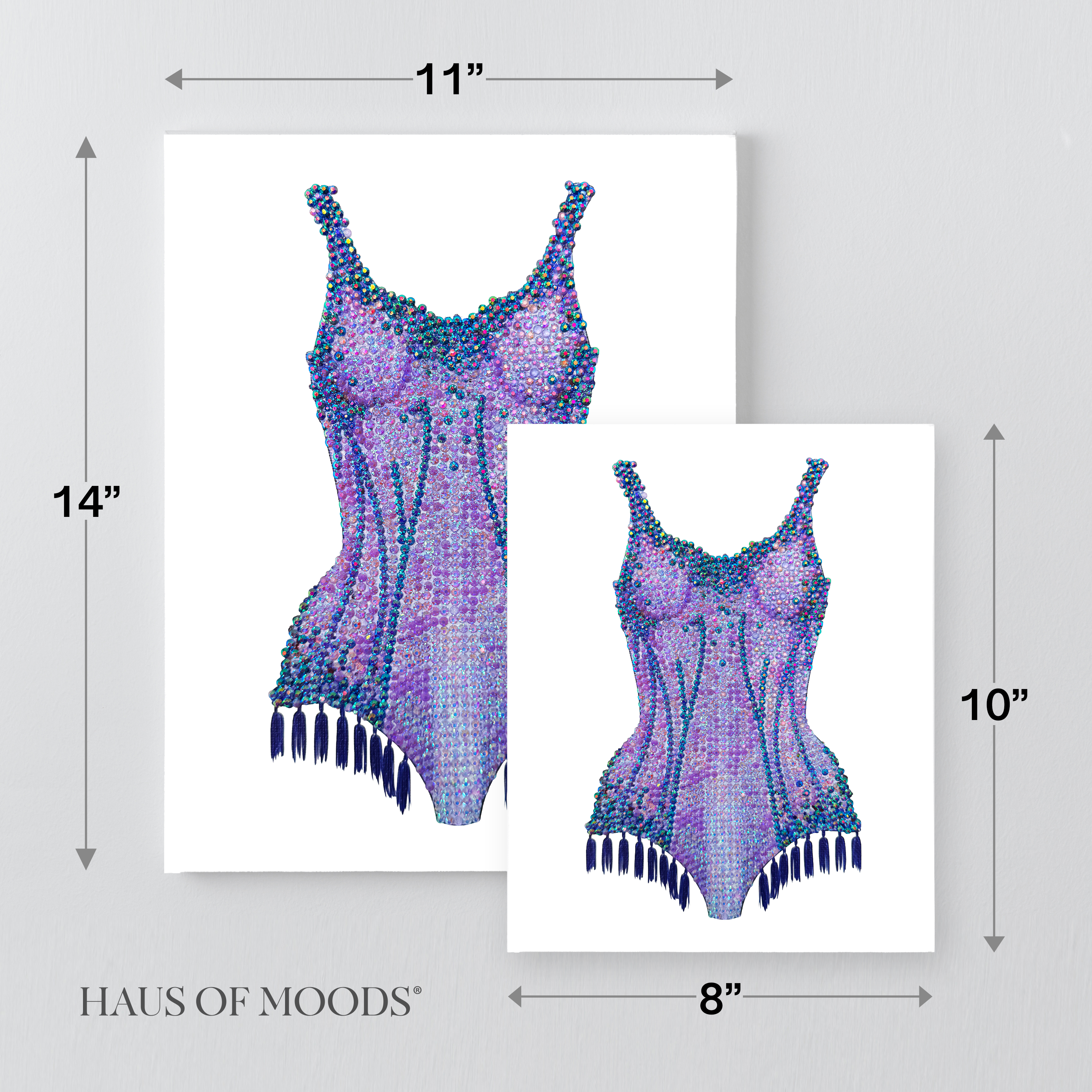 Lover purple bodysuit bedazzle canvas kit size comparison, 8x10 and 11x14