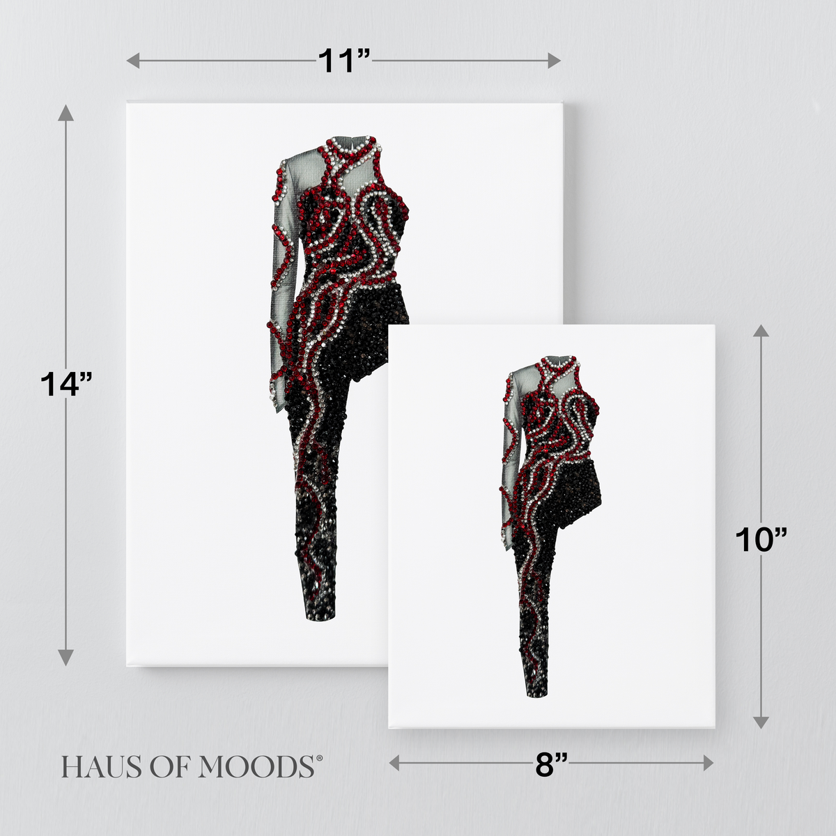 Reputation snake catsuit bedazzle canvas kit size comparison, 8x10 and 11x14