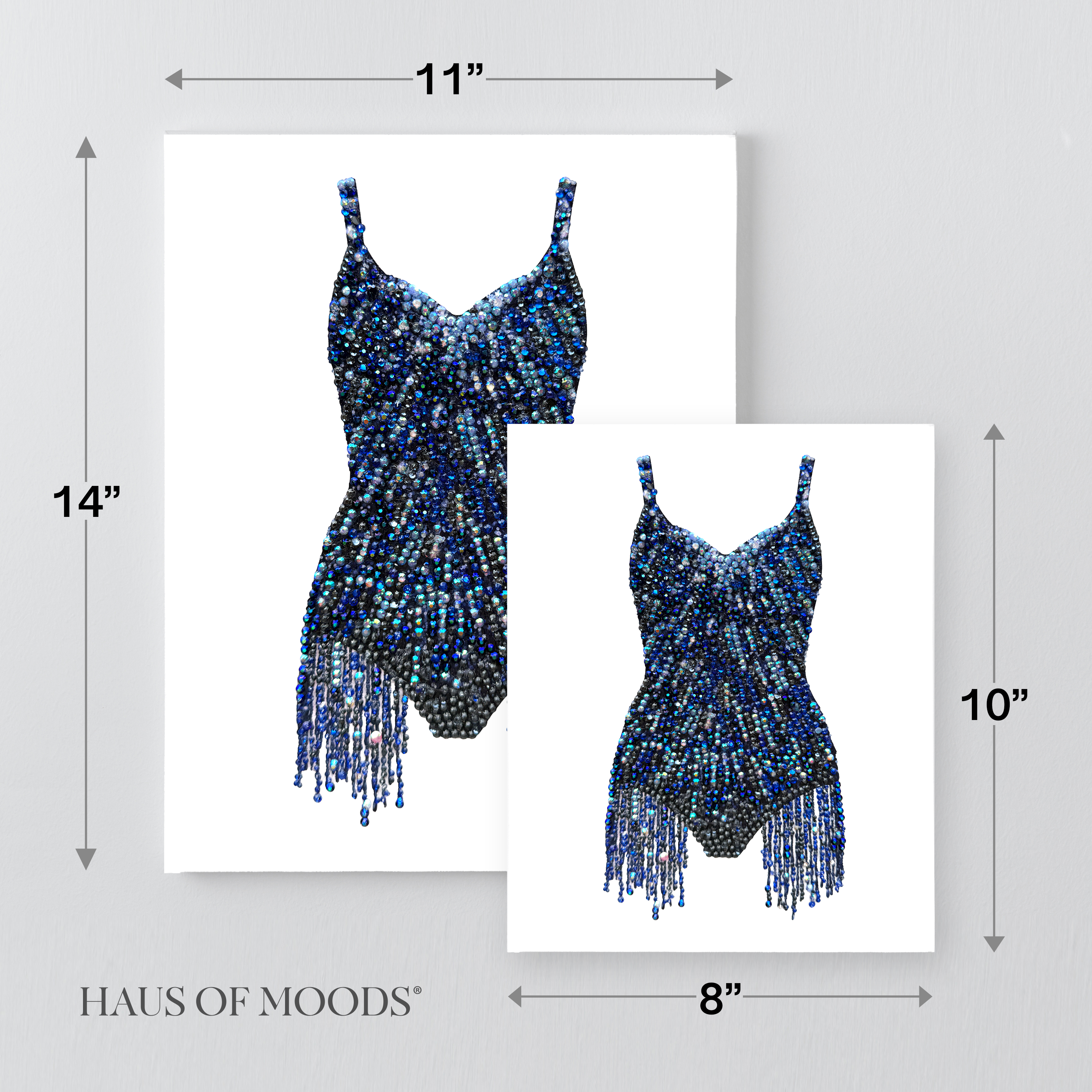 Midnights lines bodysuit bedazzle canvas kit size comparison, 8x10 and 11x14