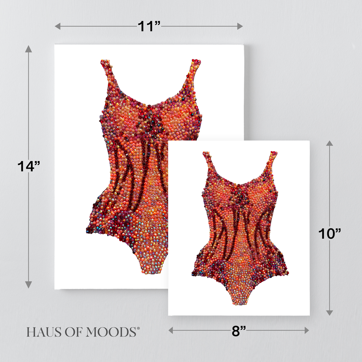 Lover orange bodysuit bedazzle canvas kit size comparison, 8x10 and 11x14