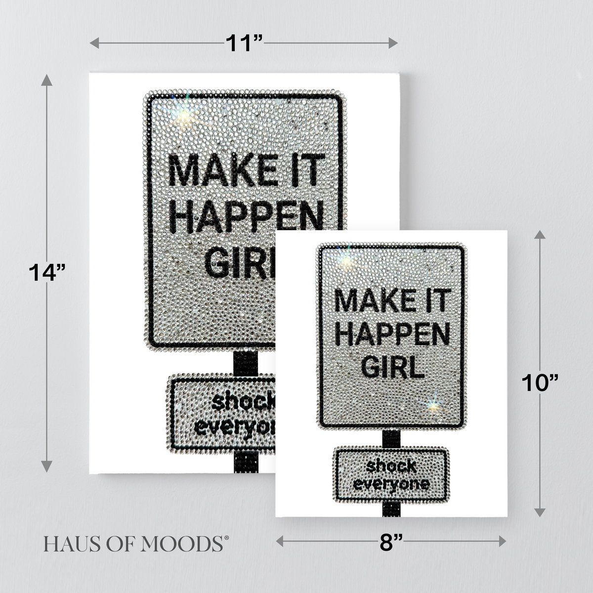 DIY Rhinestone Canvas Kit by Haus of Moods featuring a glitter road sign wall art design with size options.