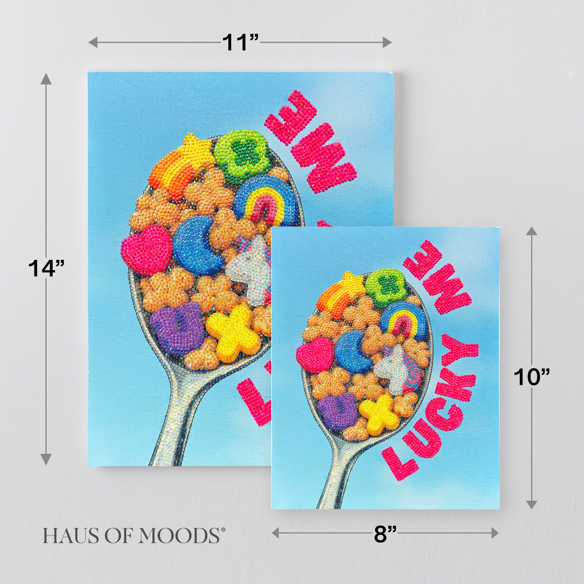 DIY "Lucky Me" Cereal Spoon Bedazzle Canvas Kit – Sparkling Rhinestone Diamond Art