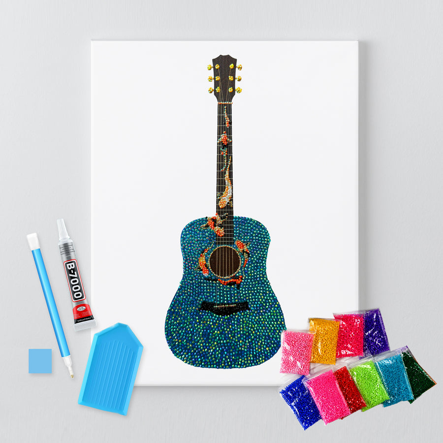 Koi Fish Guitar DIY Bedazzle Rhinestone Canvas Kit