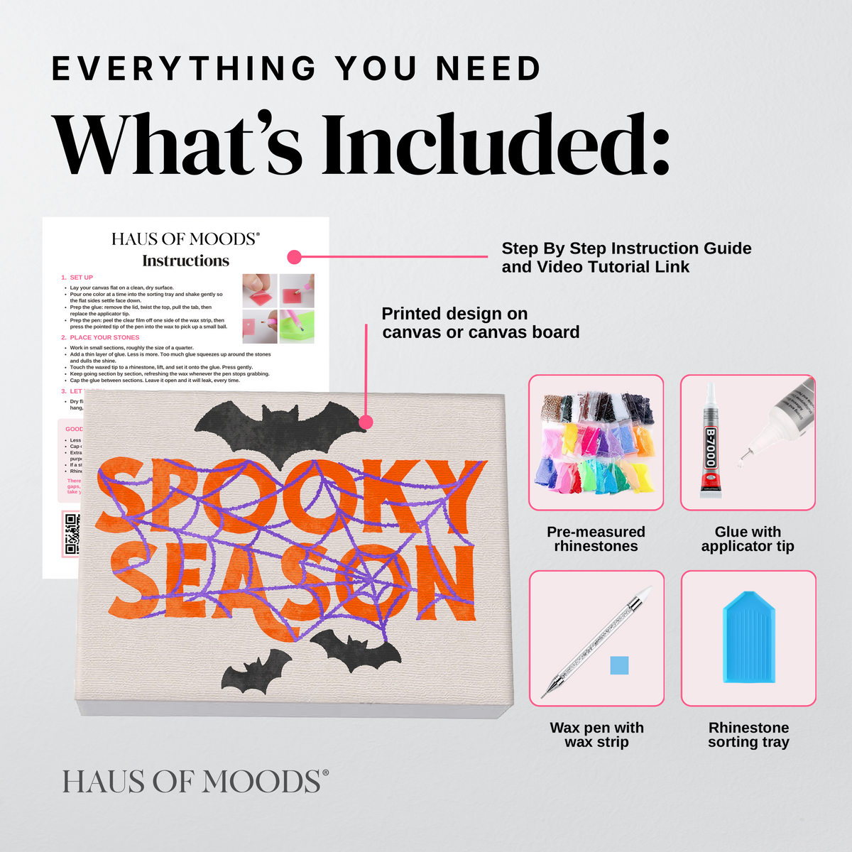 Spooky Season Spiderweb DIY Bedazzle Canvas Kit