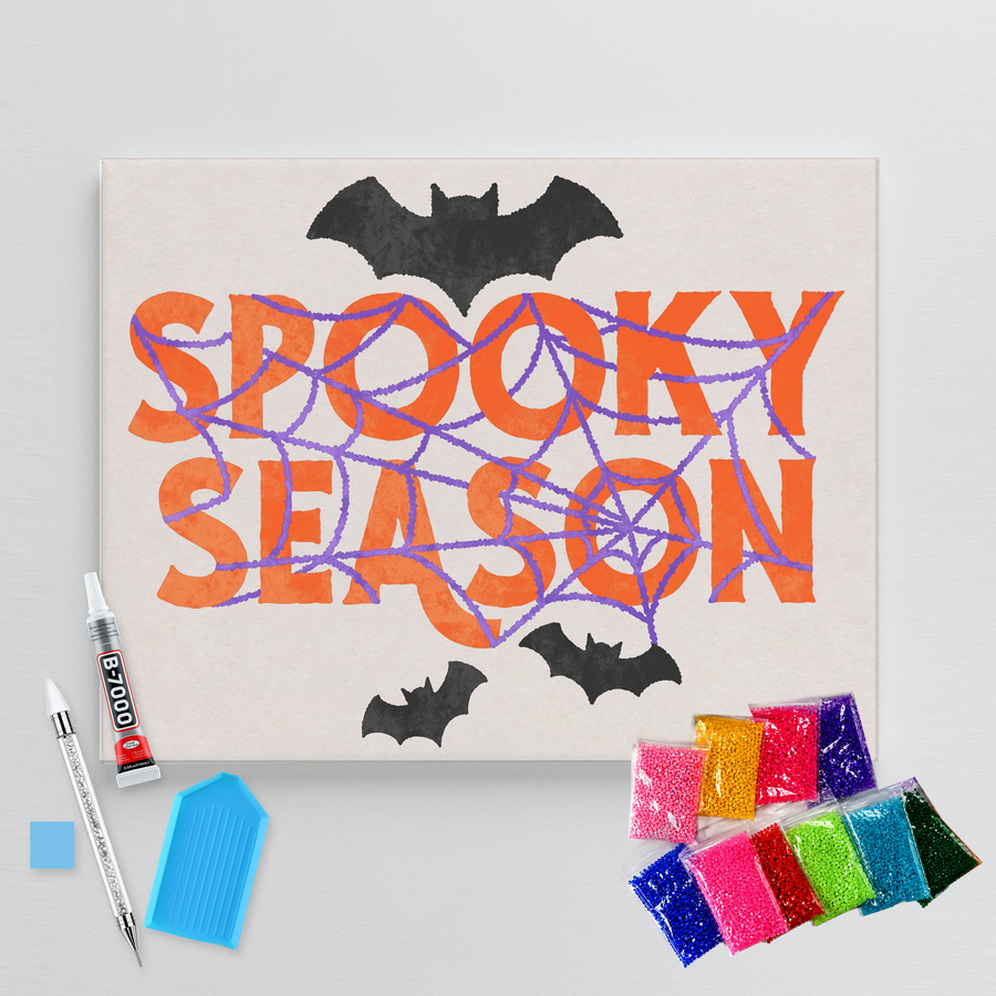 Spooky Season Spiderweb DIY Bedazzle Rhinestone Canvas Kit