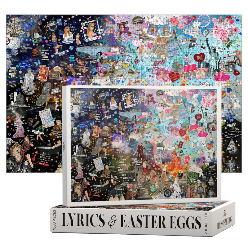 Haus Of Moods The Eras Taylor puzzle featuring lyrics and Easter eggs, with a vibrant, colorful Swiftie-themed design.