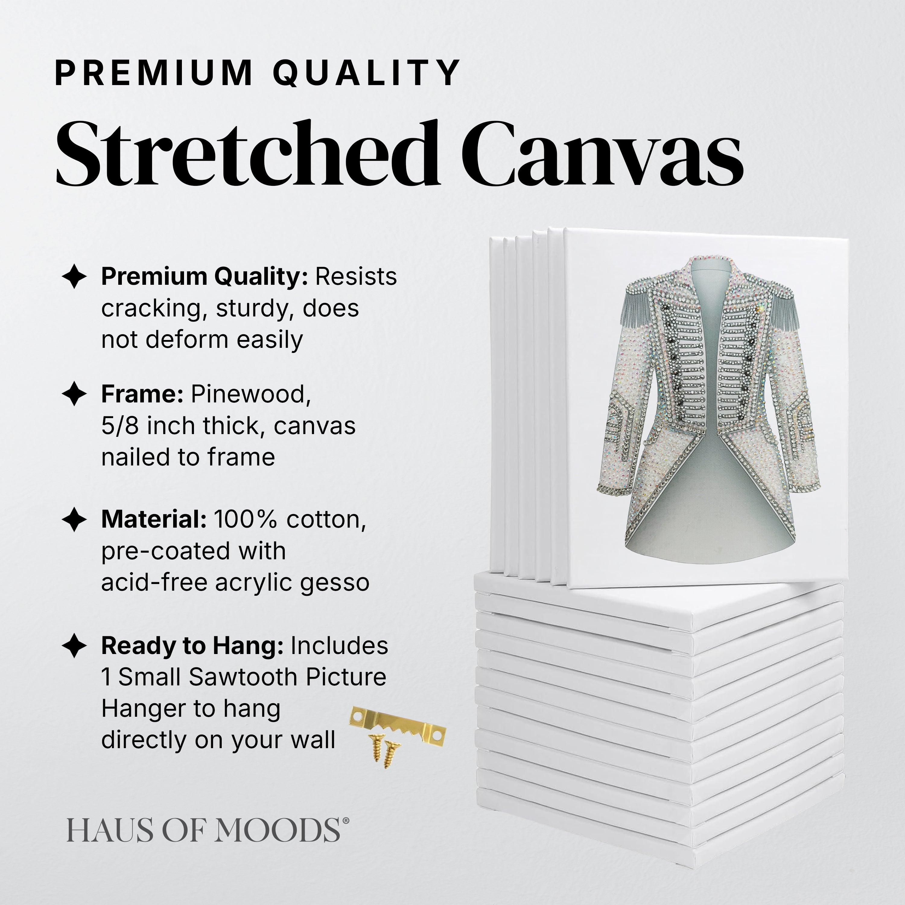 TTPD crystal tailcoat stretched canvas rhinestone kit, angled view