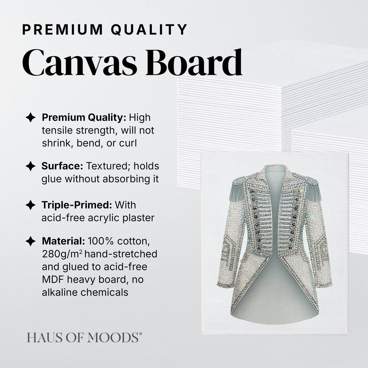 TTPD crystal tailcoat canvas board rhinestone kit, angled view