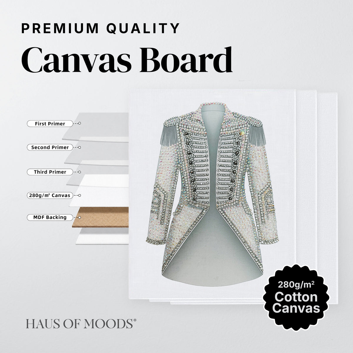 TTPD crystal tailcoat canvas board rhinestone kit, close detail