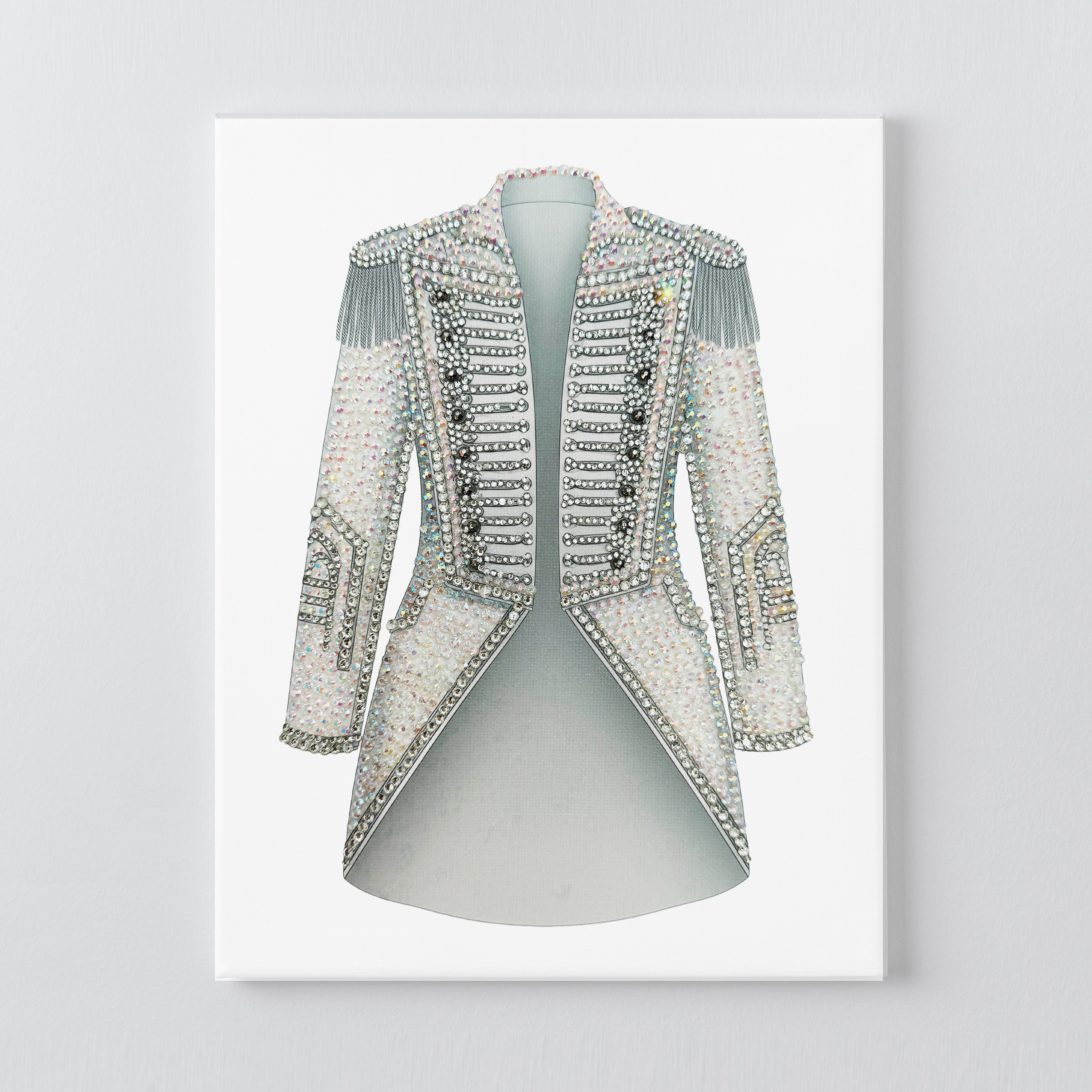 TTPD crystal tailcoat DIY rhinestone canvas kit, finished white and silver design