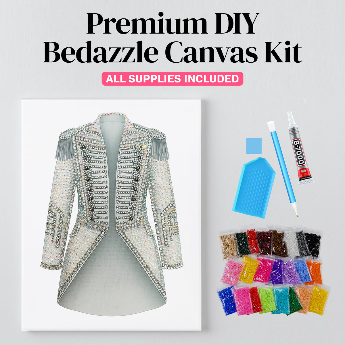 TTPD crystal tailcoat rhinestone canvas kit, angled view