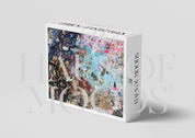Taylor Eras 500-piece jigsaw puzzle showing Easter eggs and song lyrics, Taylor Swift-inspired puzzle with intricate lyrics design, Completed Haus of Moods Taylor Eras puzzle