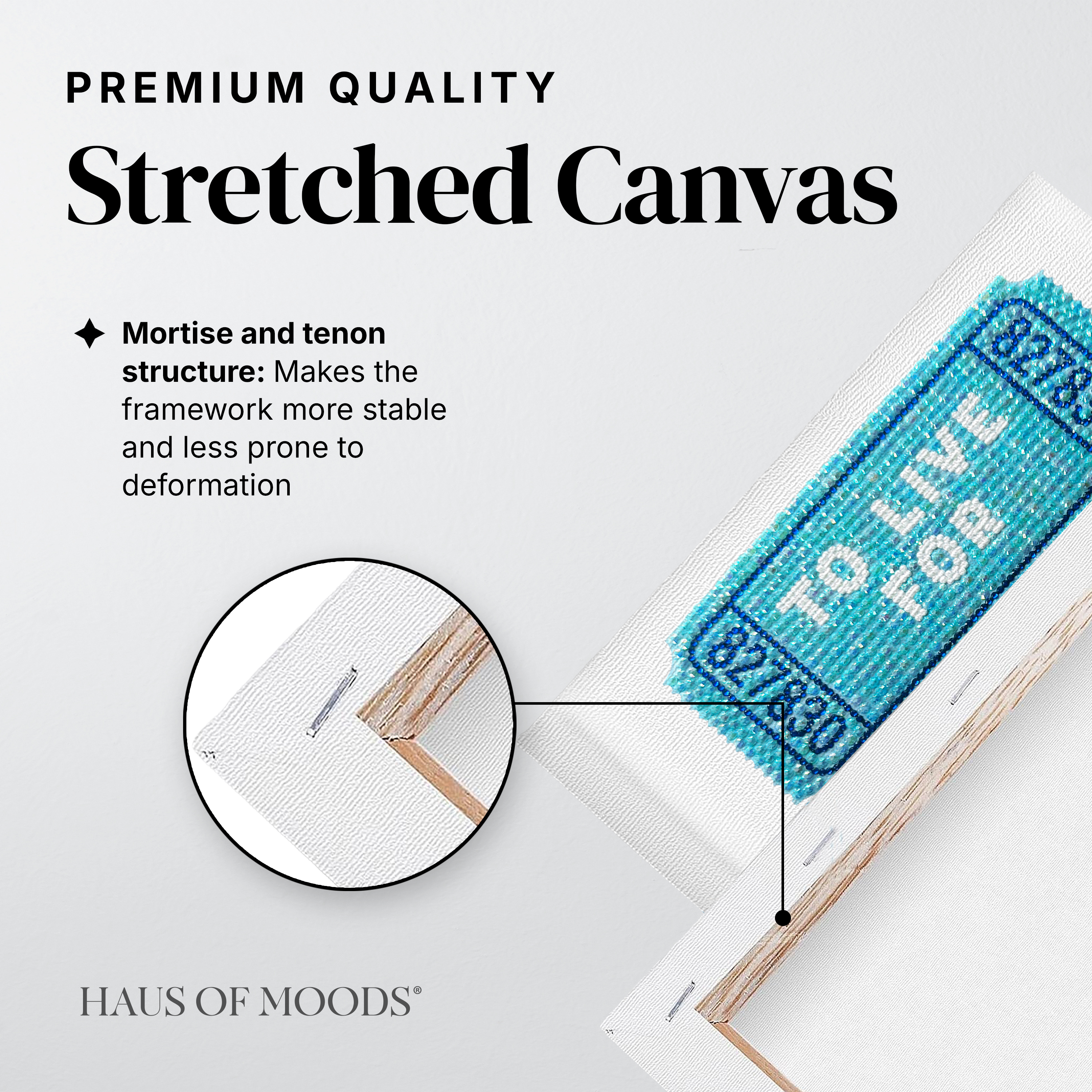 Eras Tour ticket stretched canvas rhinestone kit, close detail