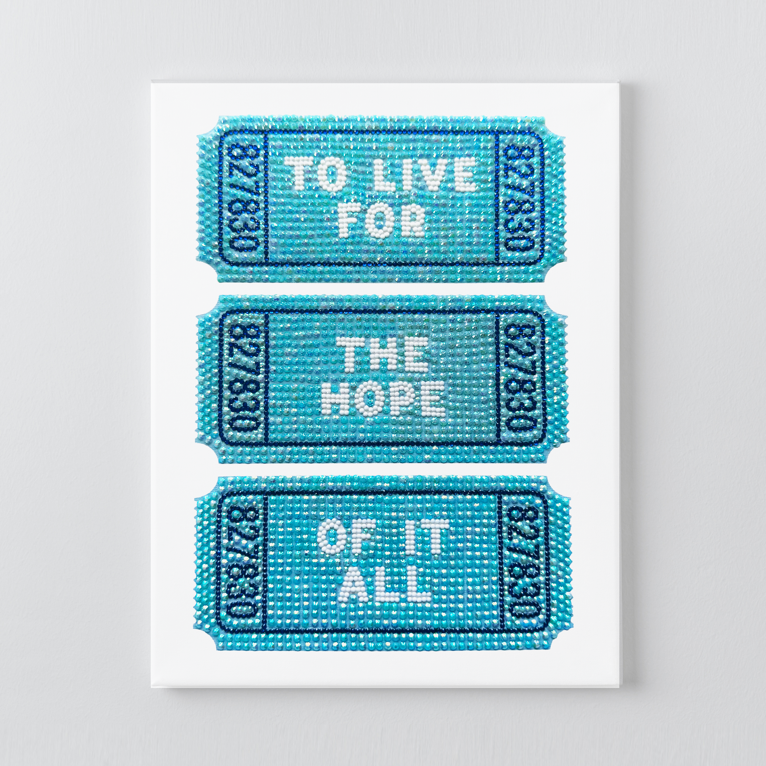 Eras Tour ticket DIY rhinestone canvas kit, finished blue and teal design