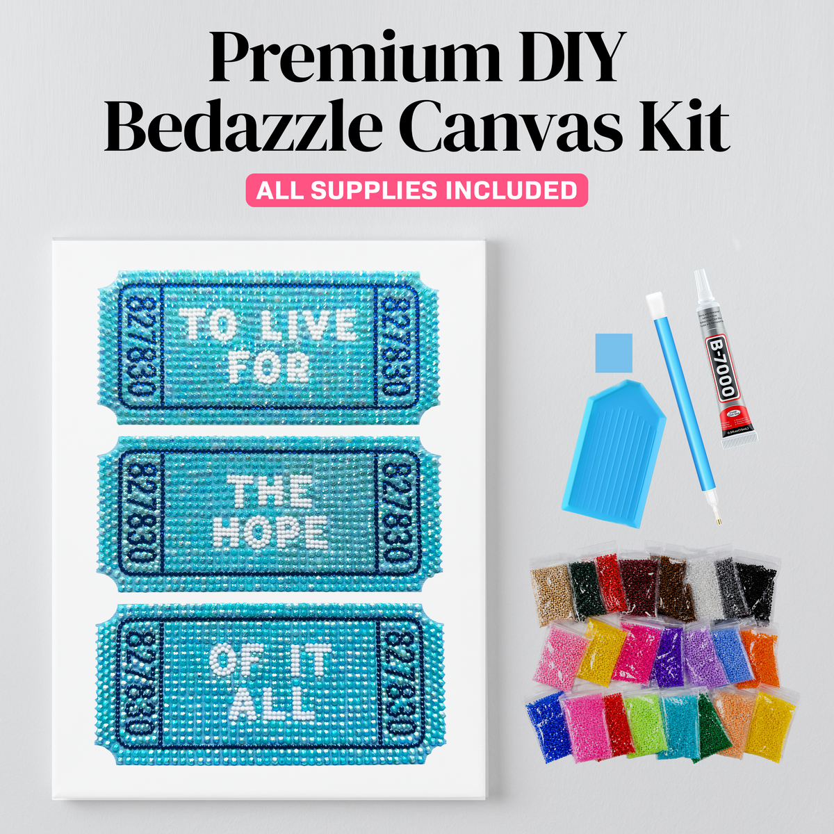 Eras Tour ticket rhinestone canvas kit, angled view