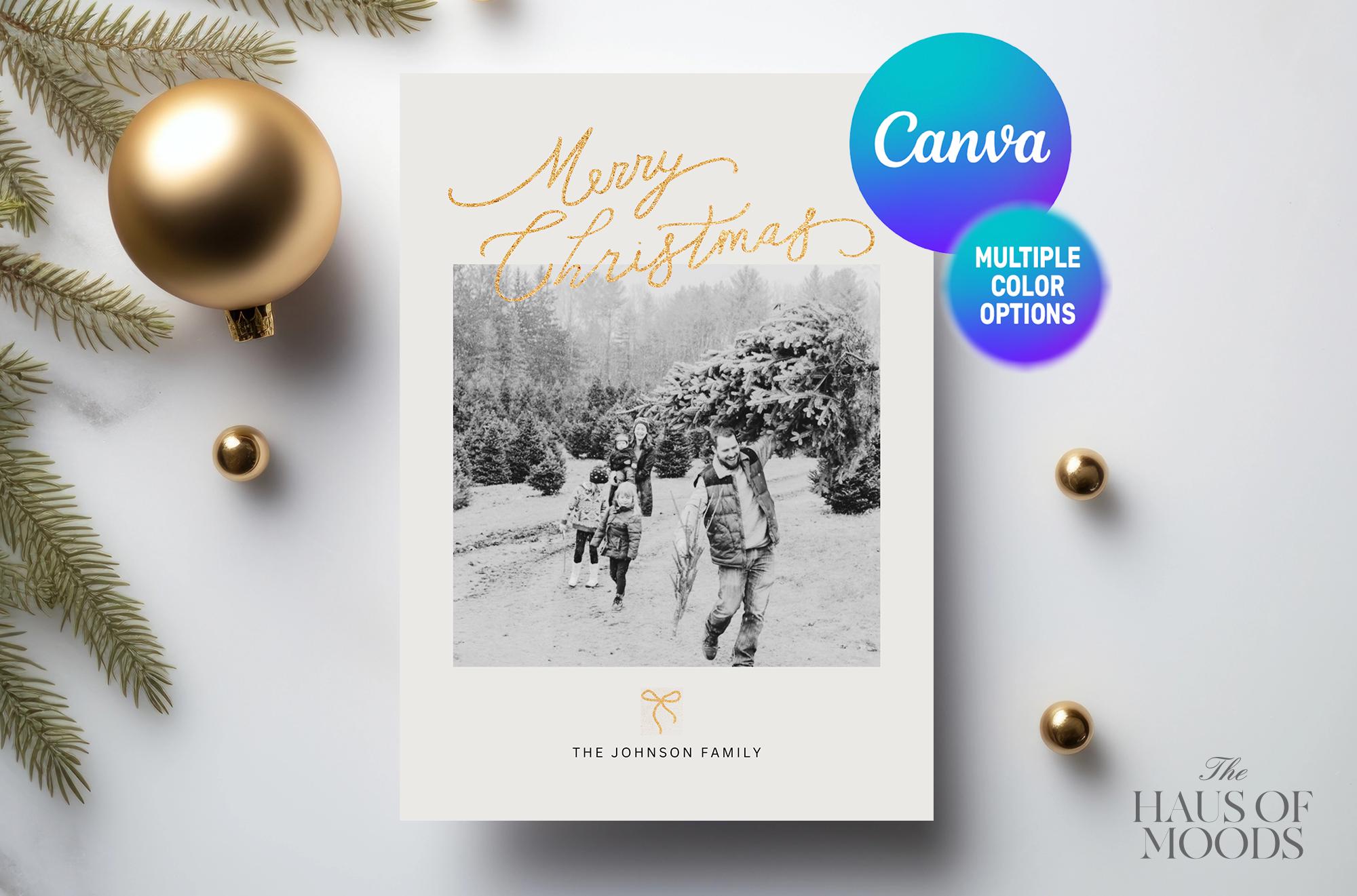 Photo Christmas Card Template | Modern Christmas Card | Boho Holiday Card | Minimalist Christmas Card | Merry Christmas | Editable Template.