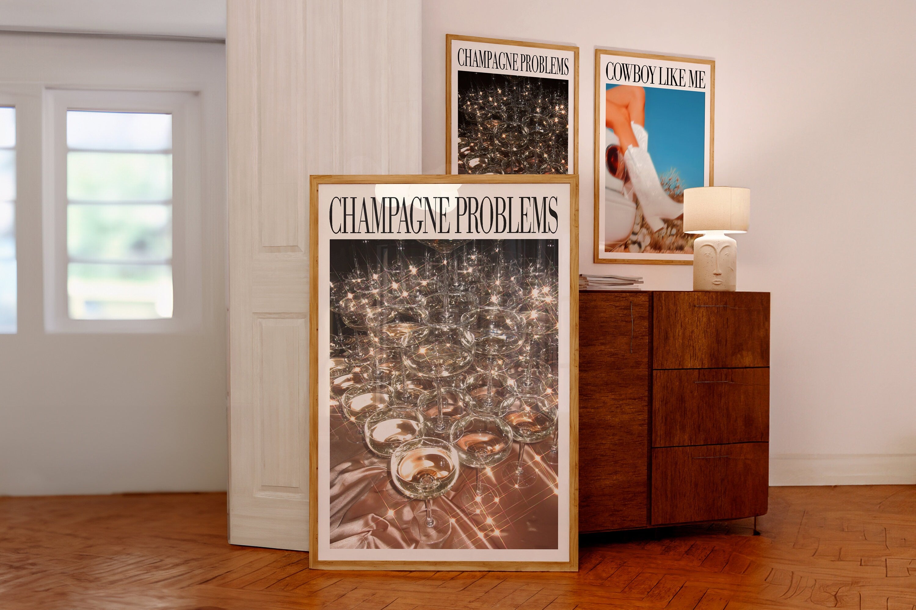 Champagne Problems Champagne Glasses Sparkle Print