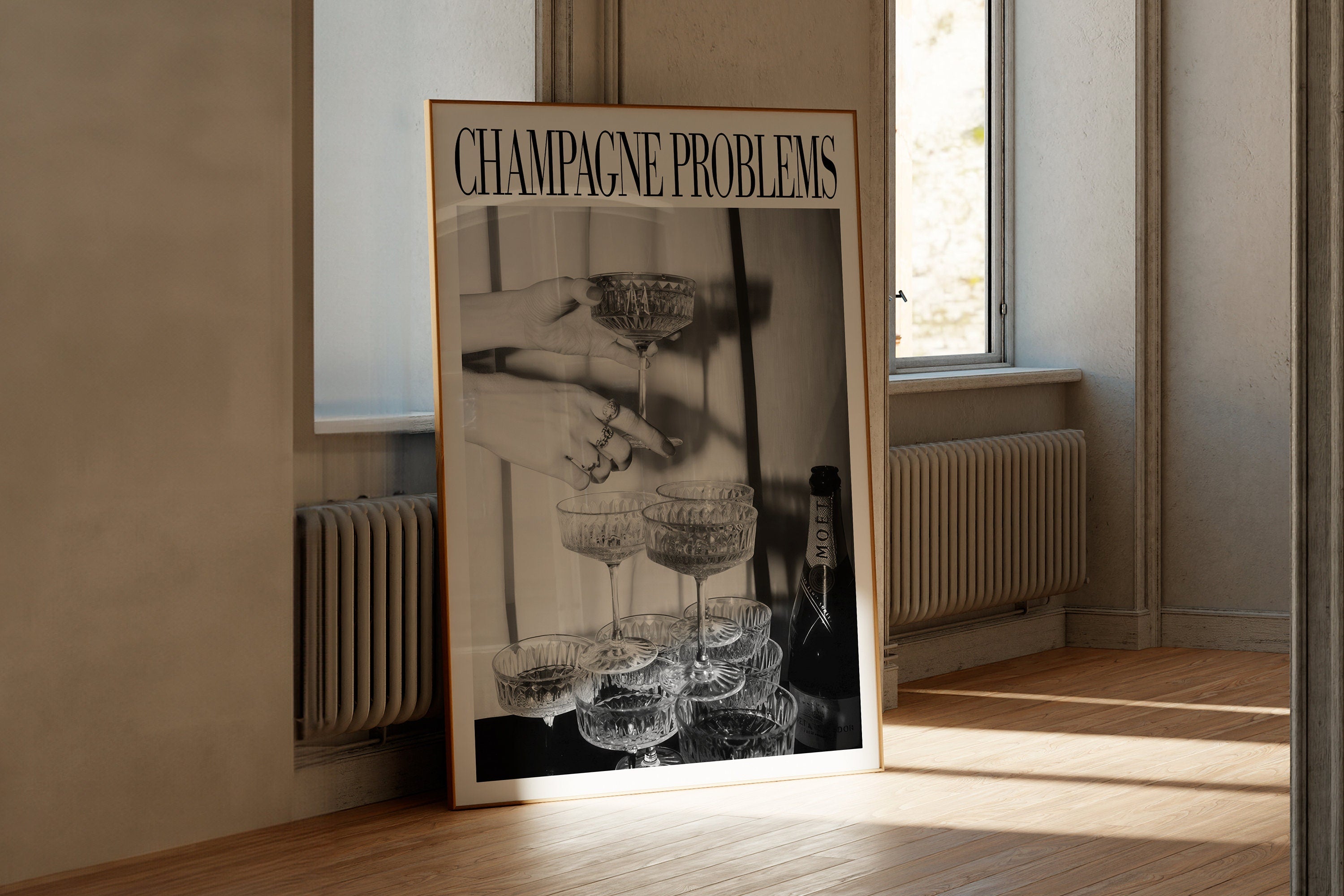 Champagne Problems Poster, Black & White, Champagne Problems Print Gift, Bar Cart Printable Wall Art, Dorm Decor, Taylor Print 3