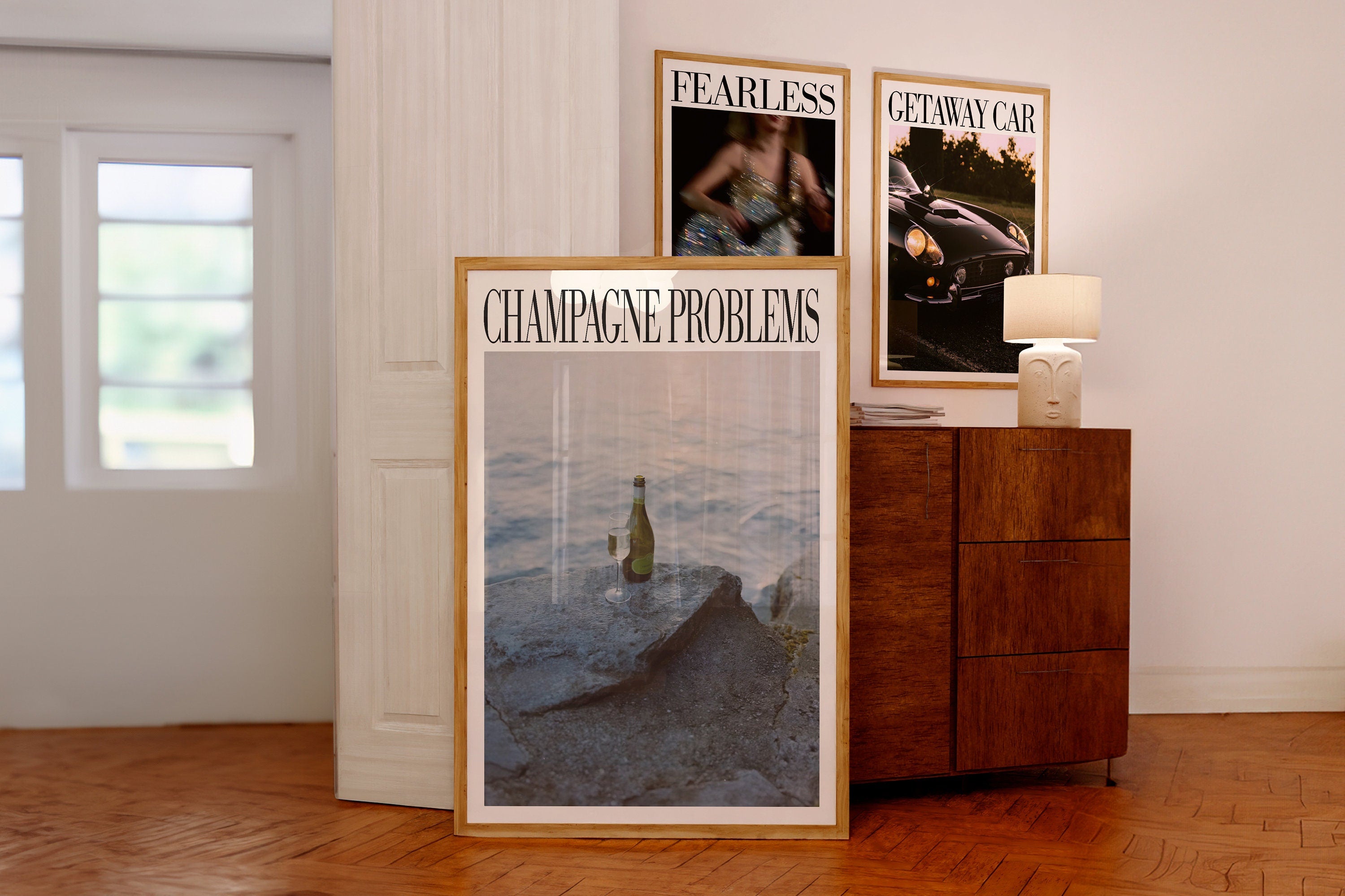 Champagne Problems By The Lake Print, Champagne Problems Print Gift, Bar Cart Printable Wall Art, Preppy Dorm Decor, Taylor Print, Dorm Art Active