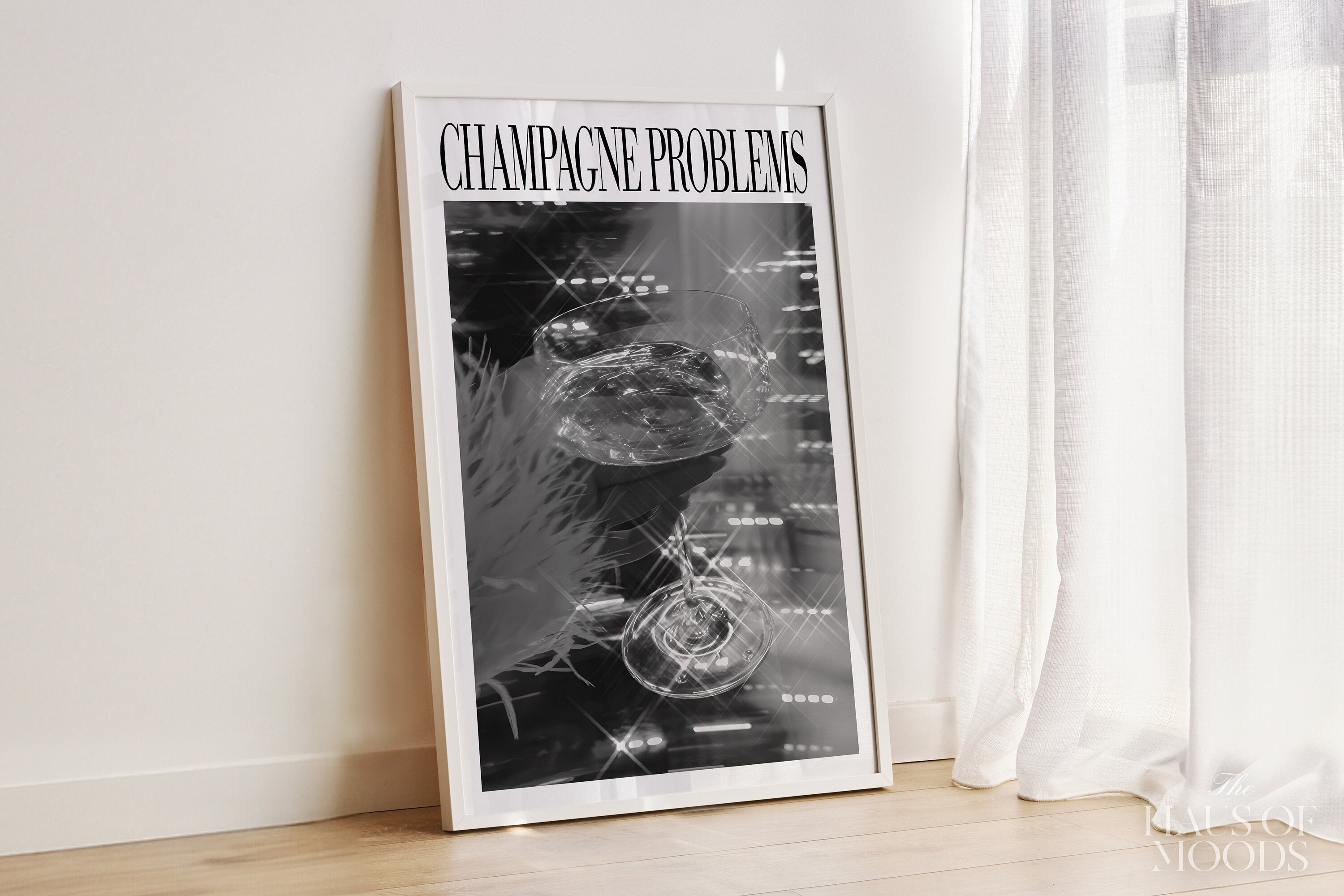 Champagne Problems Champagne Cheers, Black & White, Champagne Problems Taylor Print, Bar Cart Printable Art, Preppy Dorm Decor, Taylor Print