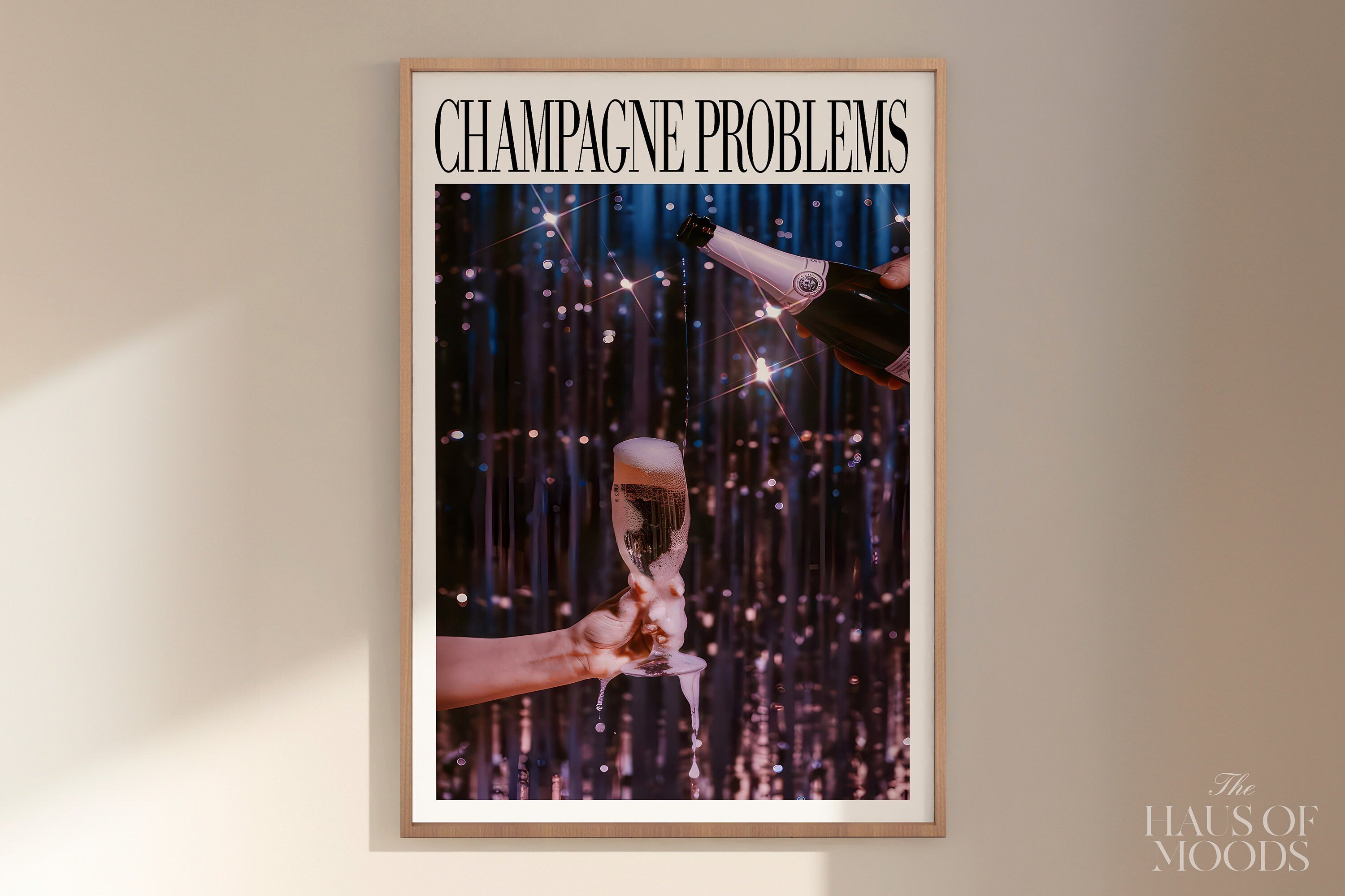 Champagne Problems Champagne Overflow Print, Champagne Problems Print Gift, Bar Cart Printable Wall Art, Preppy Dorm Decor, Taylor Print