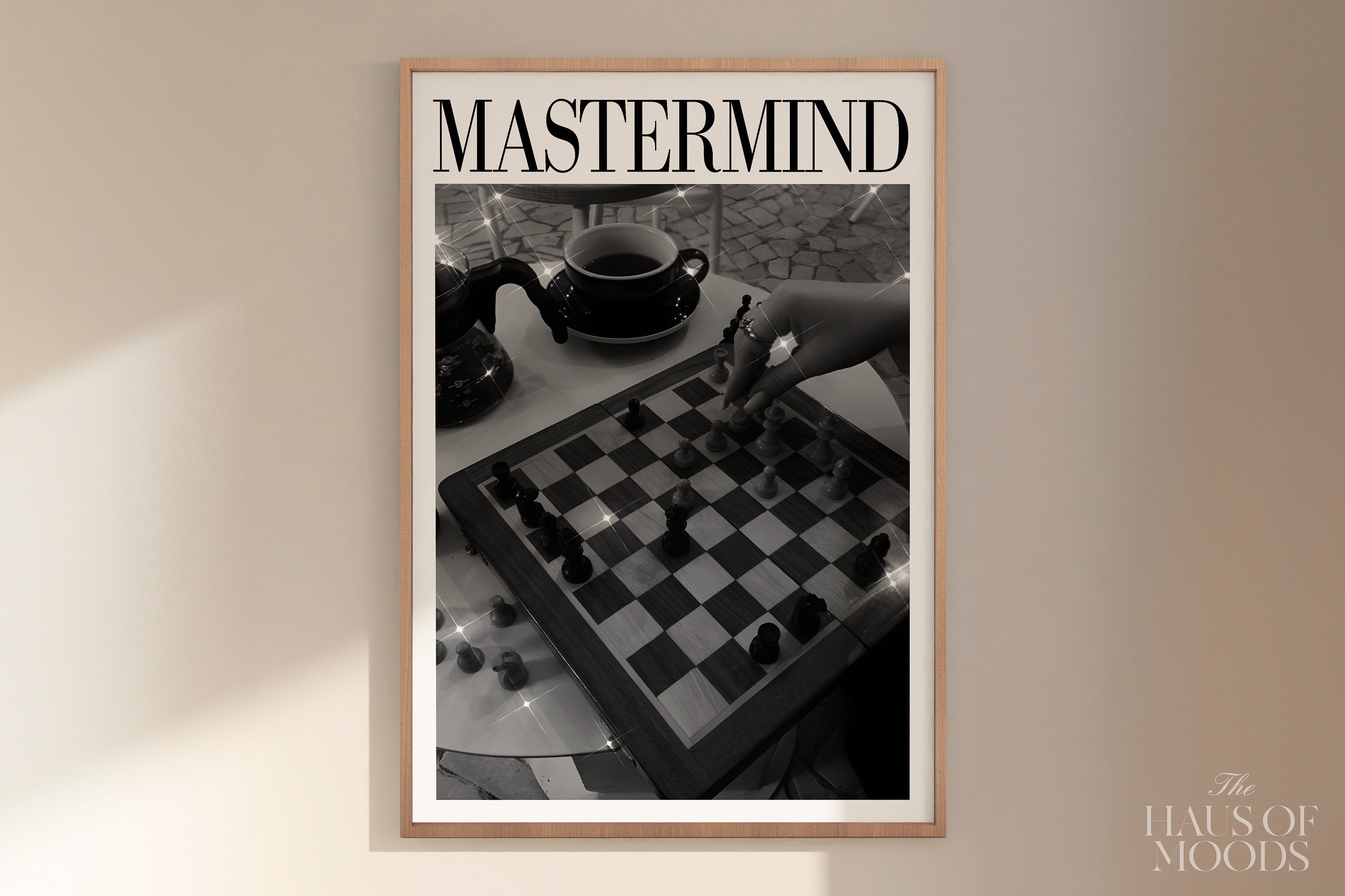 Mastermind Digital Download, Black & White, Retro Aesthetic, Girly Wall Art, Preppy Wall Art, Dorm Room Decor, Art, Taylor Gift, Chess Board