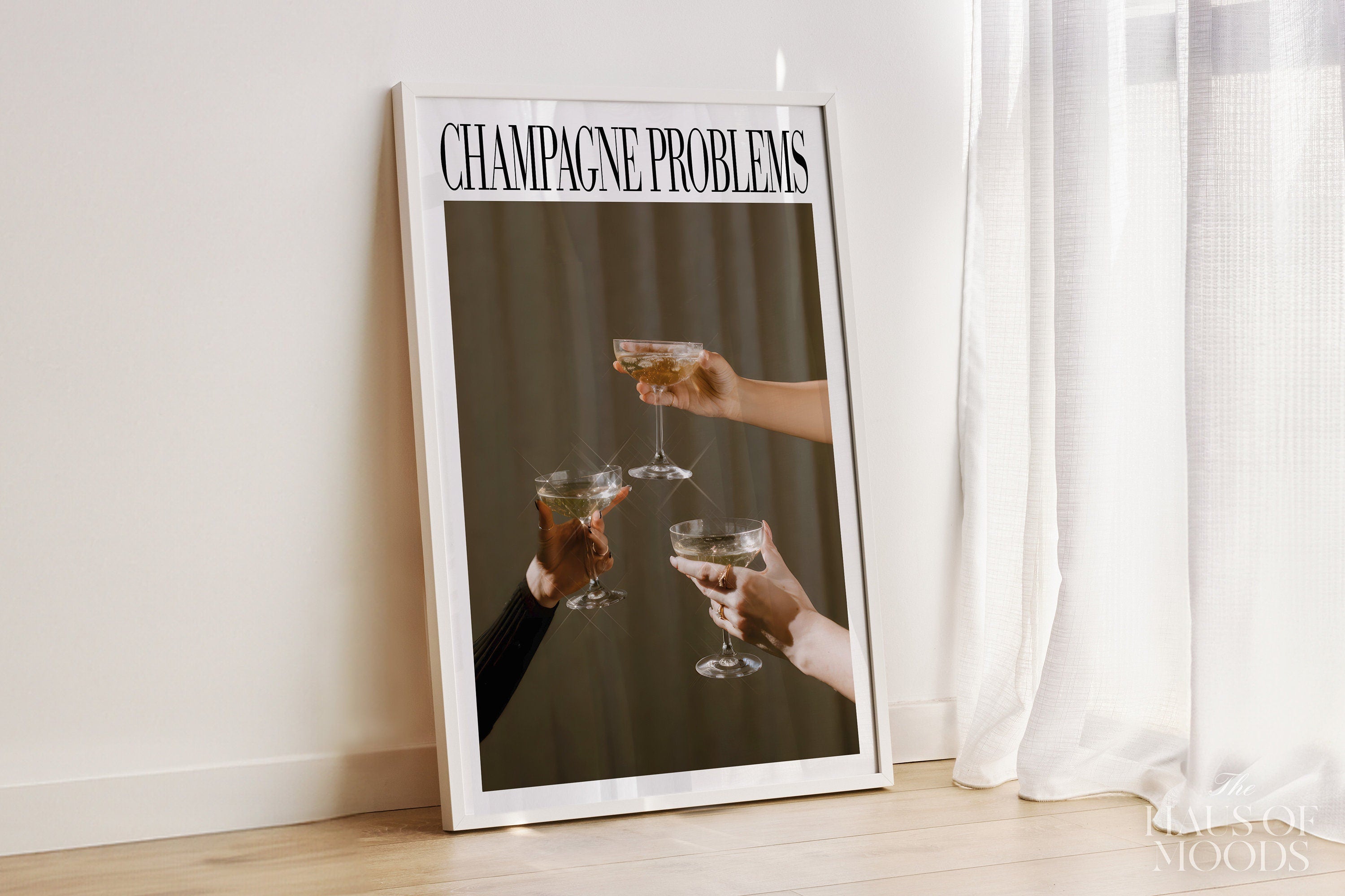 Champagne Problems 3 Cheers Print, Champagne Print Gift, Bar Cart Printable Wall Art, Preppy Dorm Decor, Taylor Print, Trendy Wall Art Active