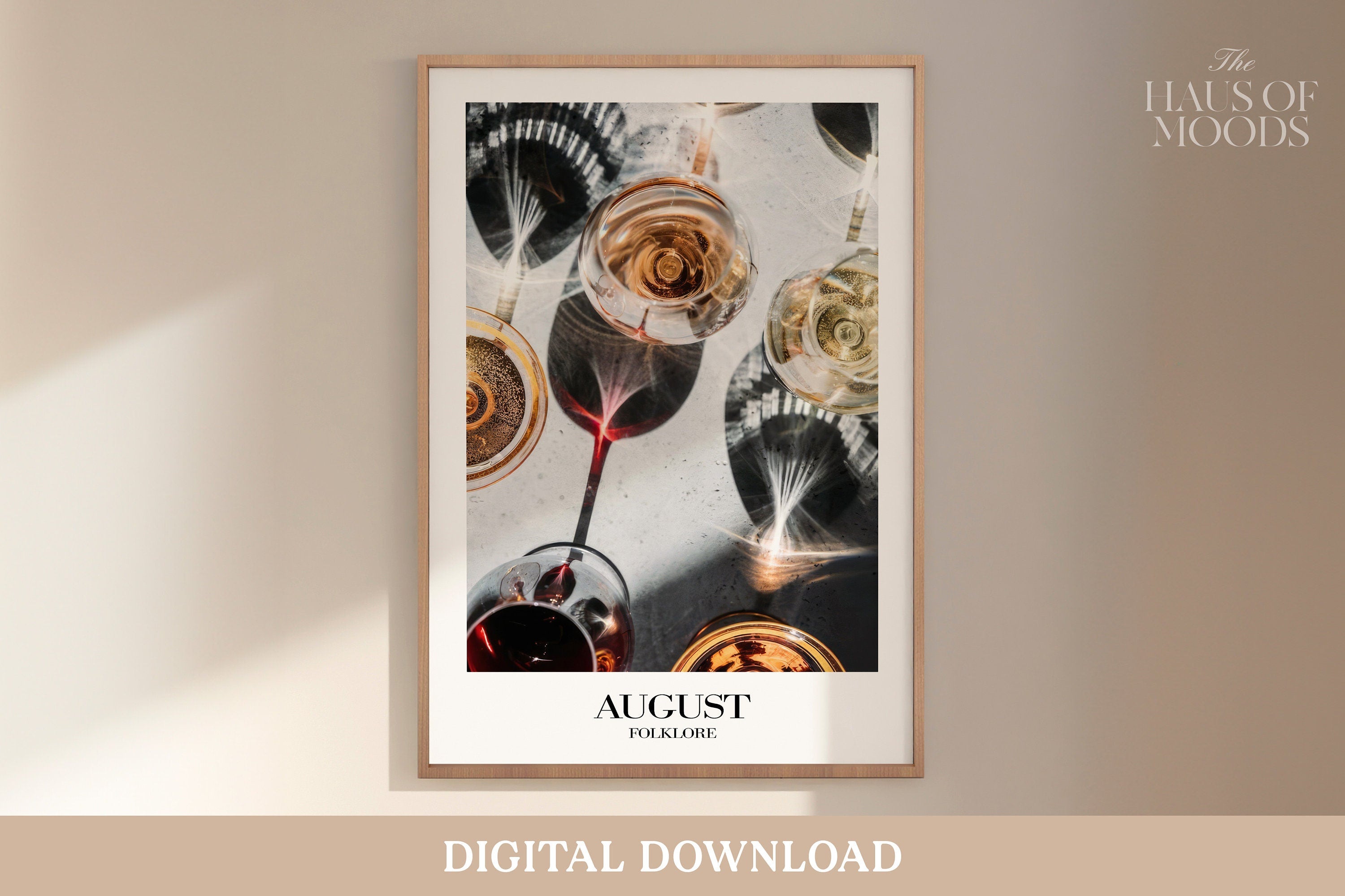 August Wine Poster | Print | Printable Wall Art | Digital Download Print at Home | Subtle Aesthetic Home Decor | Minimalist | Taylor August Folkloree, August Sipped Away Like a bottle wine, August Minimal Poster, folkloree era