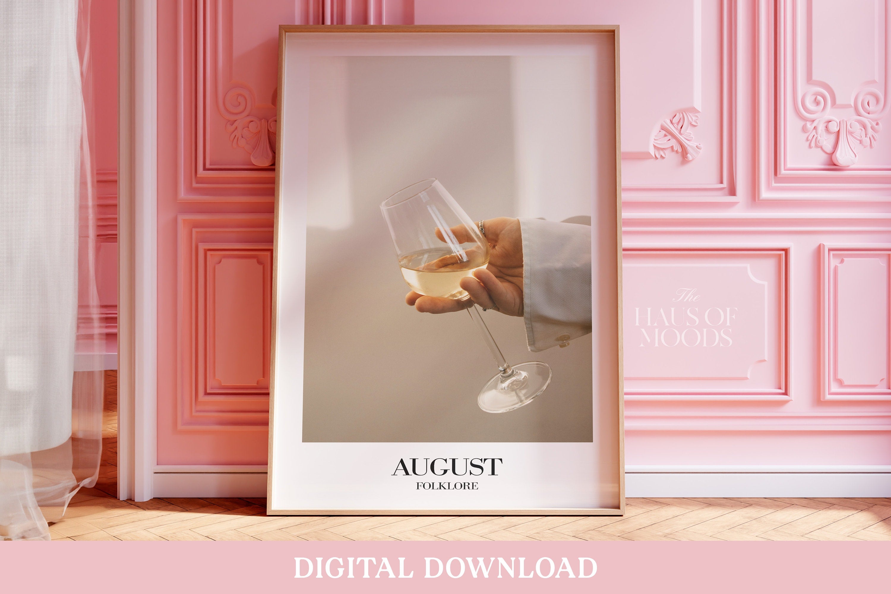 August Poster  | Folklore Digital Download | Printable Wall Art | Wine Digital Download Print at Home | Subtle Swiftie Aesthetic Home Decor - Haus Of Moods